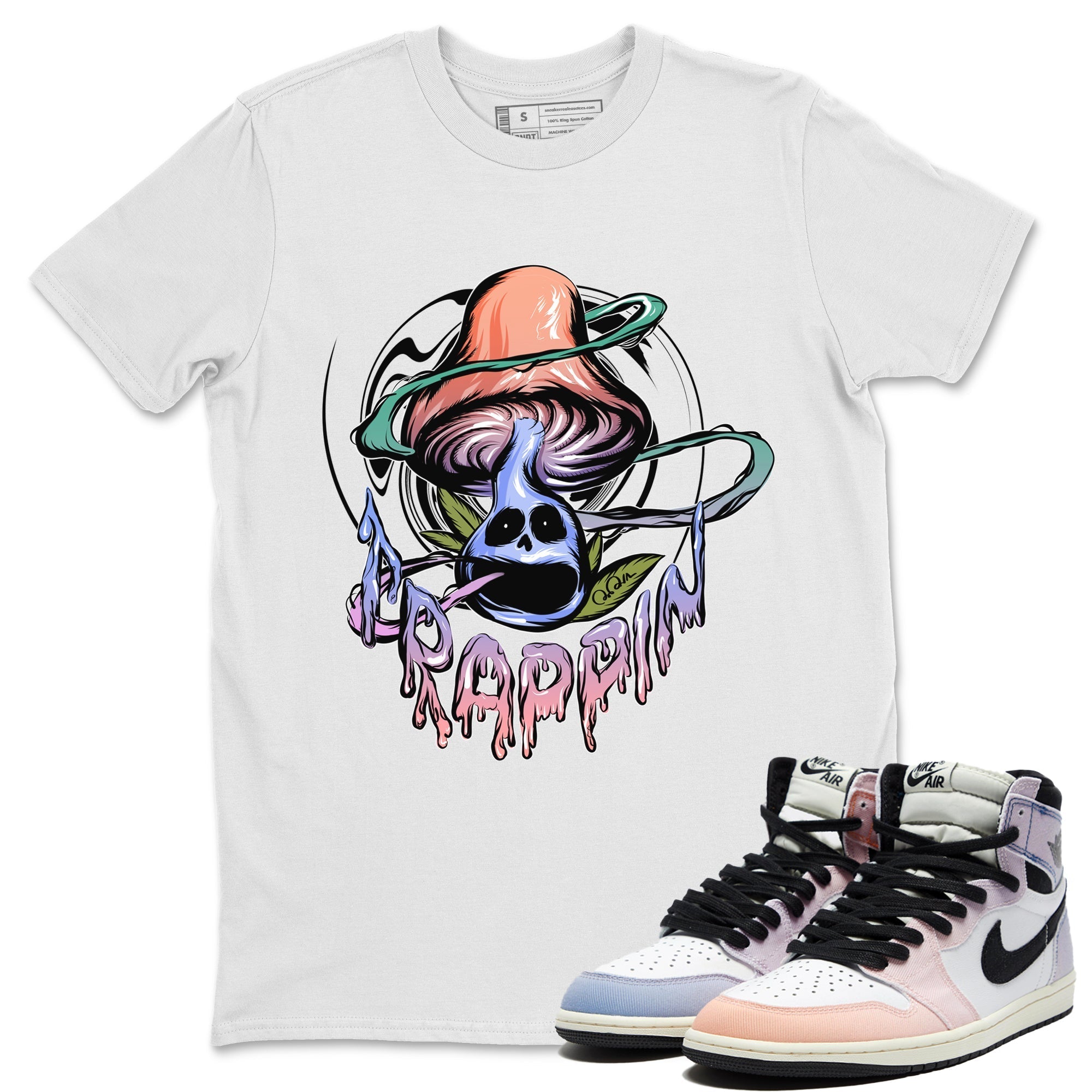 Air Jordan 1 Skyline Shirt To Match Jordans Trippin Mushroom Sneaker Tees AJ1 Skyline Drip Gear Zone Sneaker Matching Clothing Unisex Shirts White 1