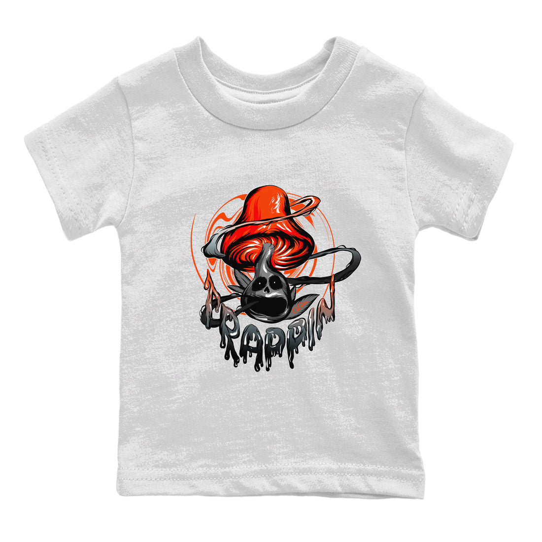 Air Jordan 12 Brilliant Orange Sneaker Match Tees Trippin Mushroom Streetwear Sneaker Shirt AJ12 Brilliant Orange Sneaker Release Tees Kids Shirts White 2