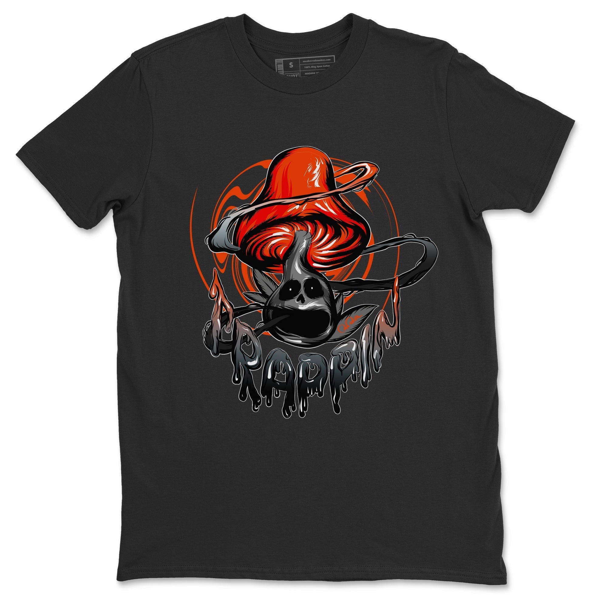 Air Jordan 12 Brilliant Orange Sneaker Match Tees Trippin Mushroom Streetwear Sneaker Shirt AJ12 Brilliant Orange Sneaker Release Tees Unisex Shirts Black 2