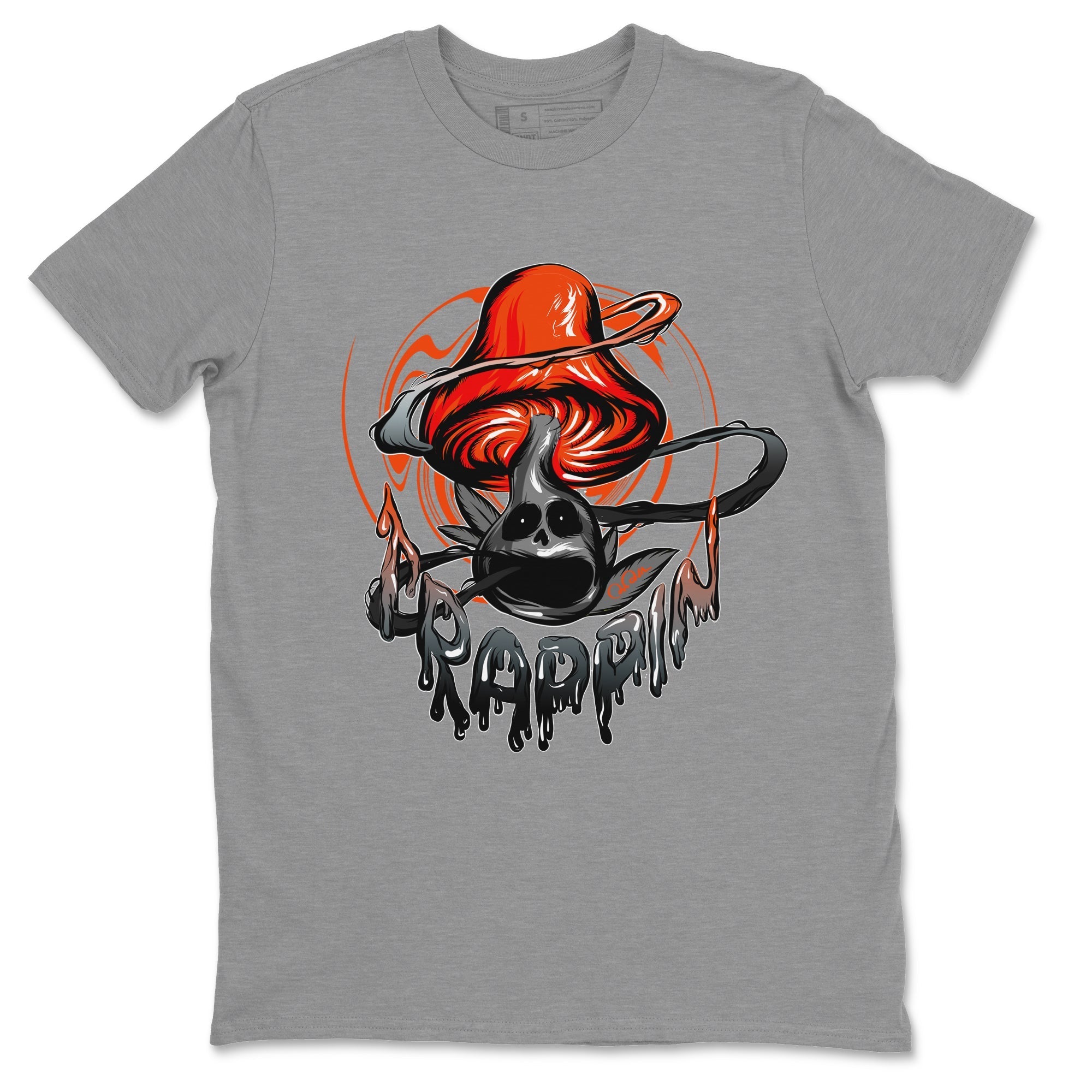 Air Jordan 12 Brilliant Orange Sneaker Match Tees Trippin Mushroom Streetwear Sneaker Shirt AJ12 Brilliant Orange Sneaker Release Tees Unisex Shirts Heather Grey 2