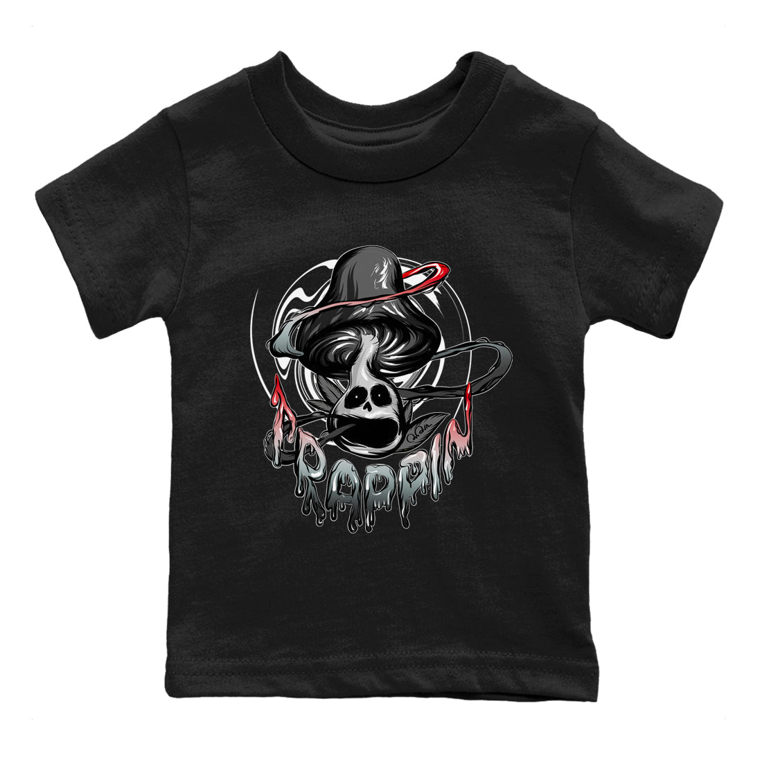 Air Jordan 13 Black Flint Sneaker Match Tees Trippin Mushroom Streetwear Sneaker Shirt AJ13 Retro Black Flint Sneaker Release Tees Kids Shirts Black 2