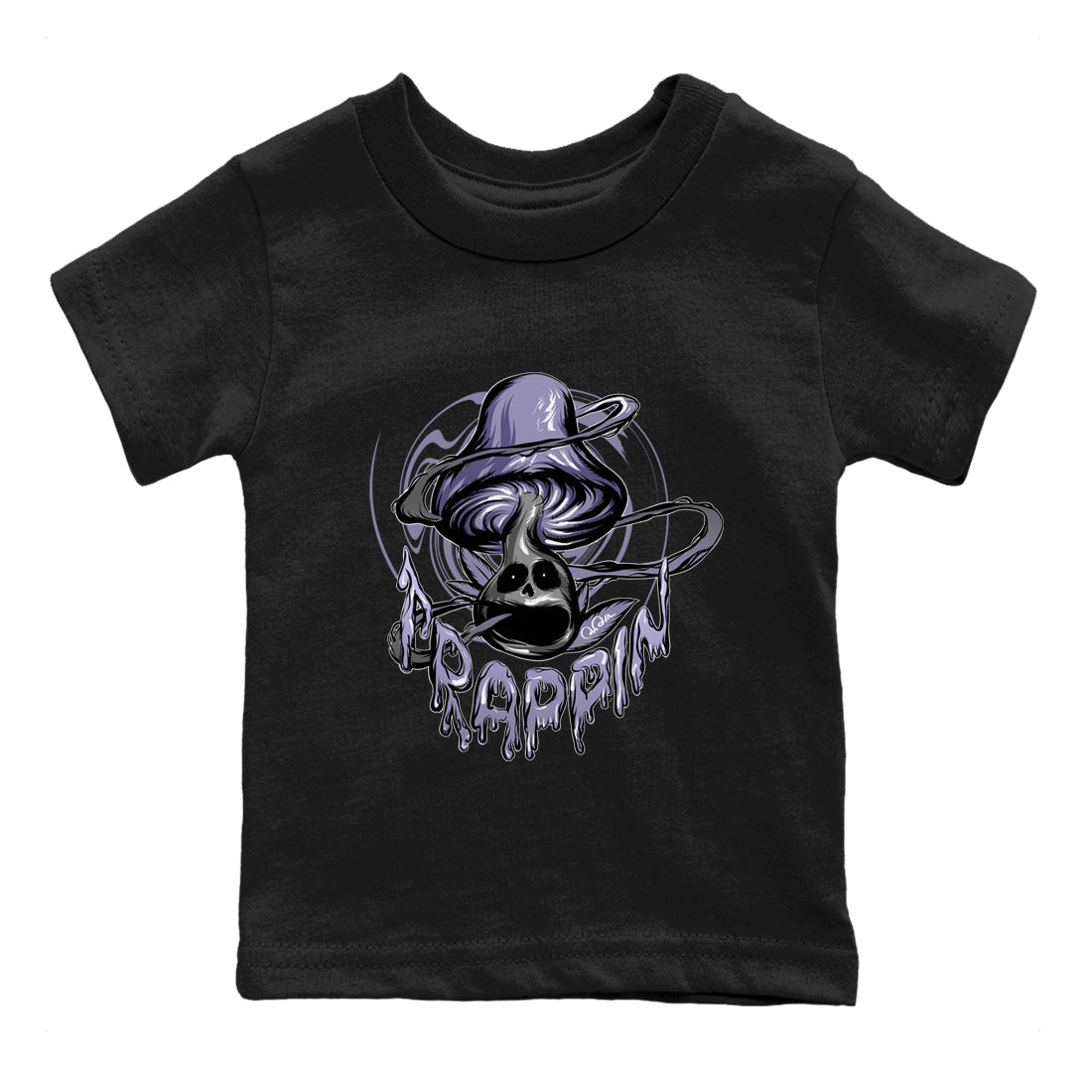 Air Jordan 5 Indigo Haze Sneaker Match Tees Trippin Mushroom Sneaker Tees AJ5 Indigo Haze Sneaker Release Tees Kids Shirts Black 2
