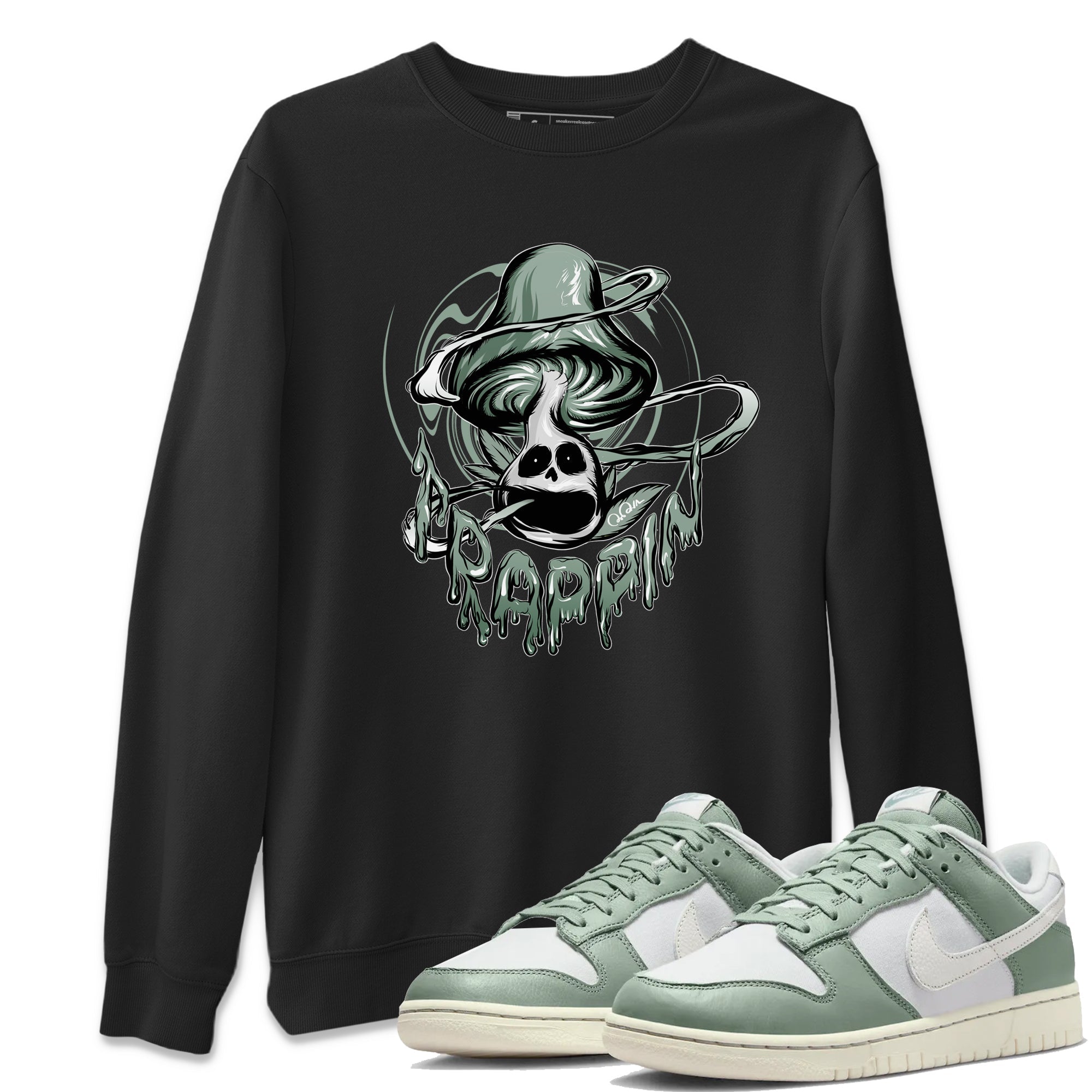 Dunk Mica Green Sneaker Match Tees Trippin Mushroom Streetwear Sneaker Shirt Dunk Low Mica Green Sneaker Release Tees Unisex Shirts Black 1