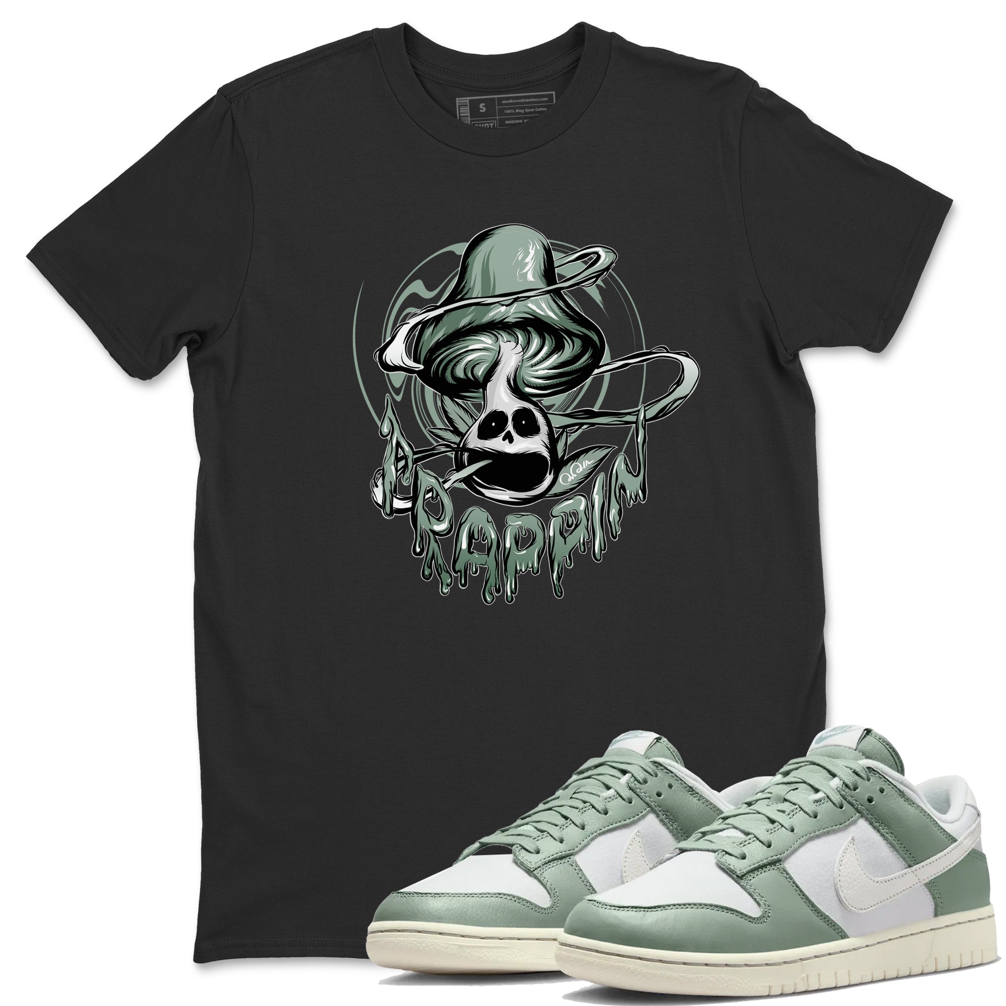 Dunk Mica Green Sneaker Match Tees Trippin Mushroom Streetwear Sneaker Shirt Dunk Low Mica Green Sneaker Release Tees Unisex Shirts Black 1