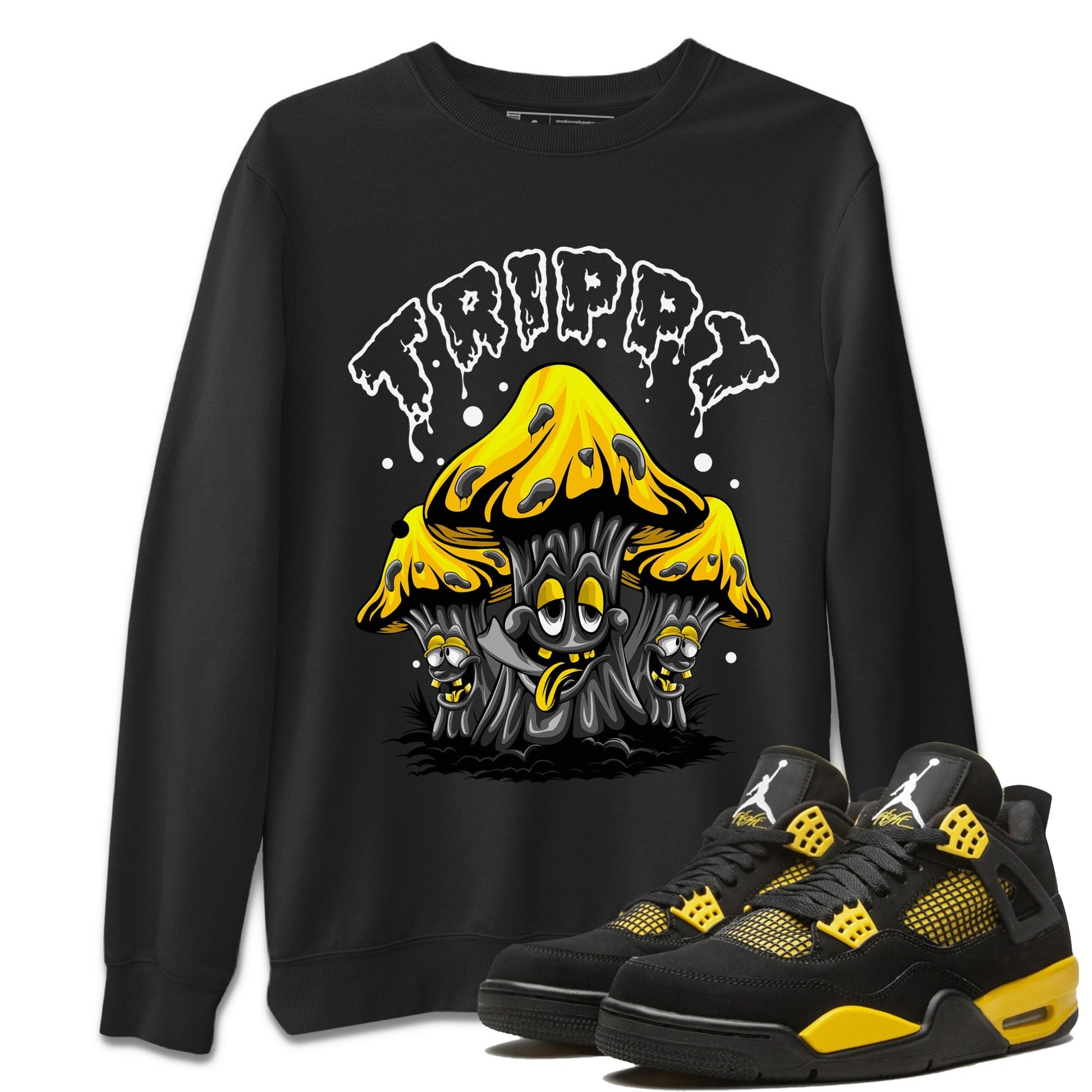 Air Jordan 4 Thunder Sneaker Match Tees Trippy Streetwear Sneaker Shirt Air Jordan 4 Retro Thunder Tee Unisex Shirts Black 1