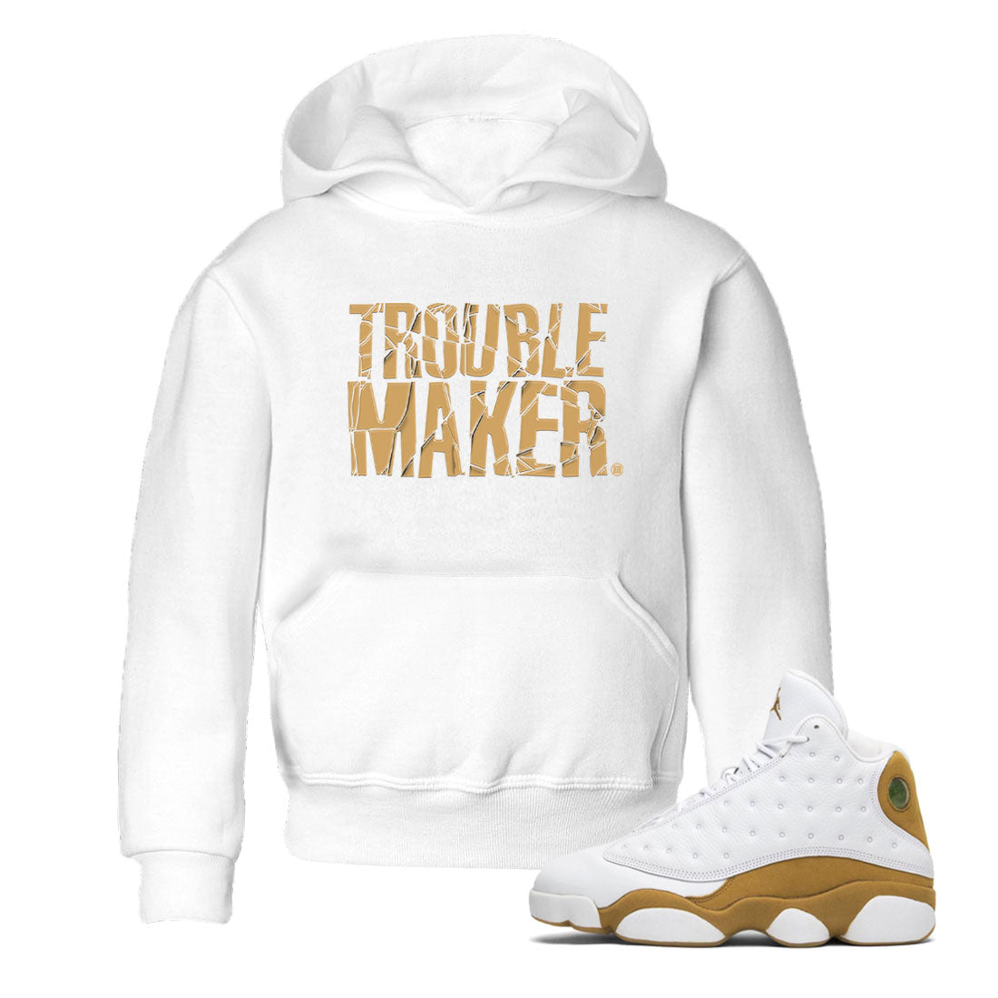 13s Wheat shirt to match jordans Trouble Maker sneaker release tees Air Jordan 13 Wheat Drip Gear Zone Baby Toddler White 1 T-Shirt