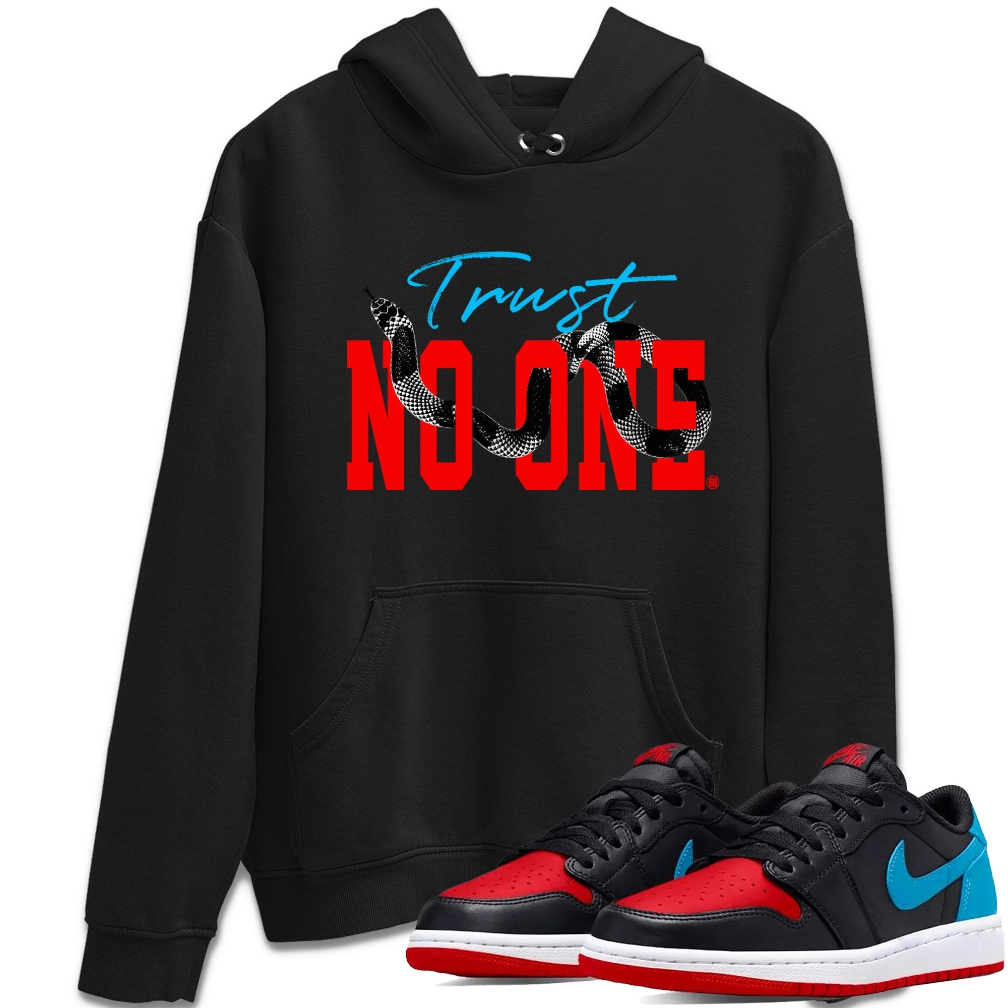 Jordan 1 Low UNC to Chicago shirt to match jordans Trust No One Streetwear Sneaker Shirt Air Jordan 1 UNC to Chicago Drip Gear Zone Sneaker Matching Clothing Unisex Black 1 T-Shirt