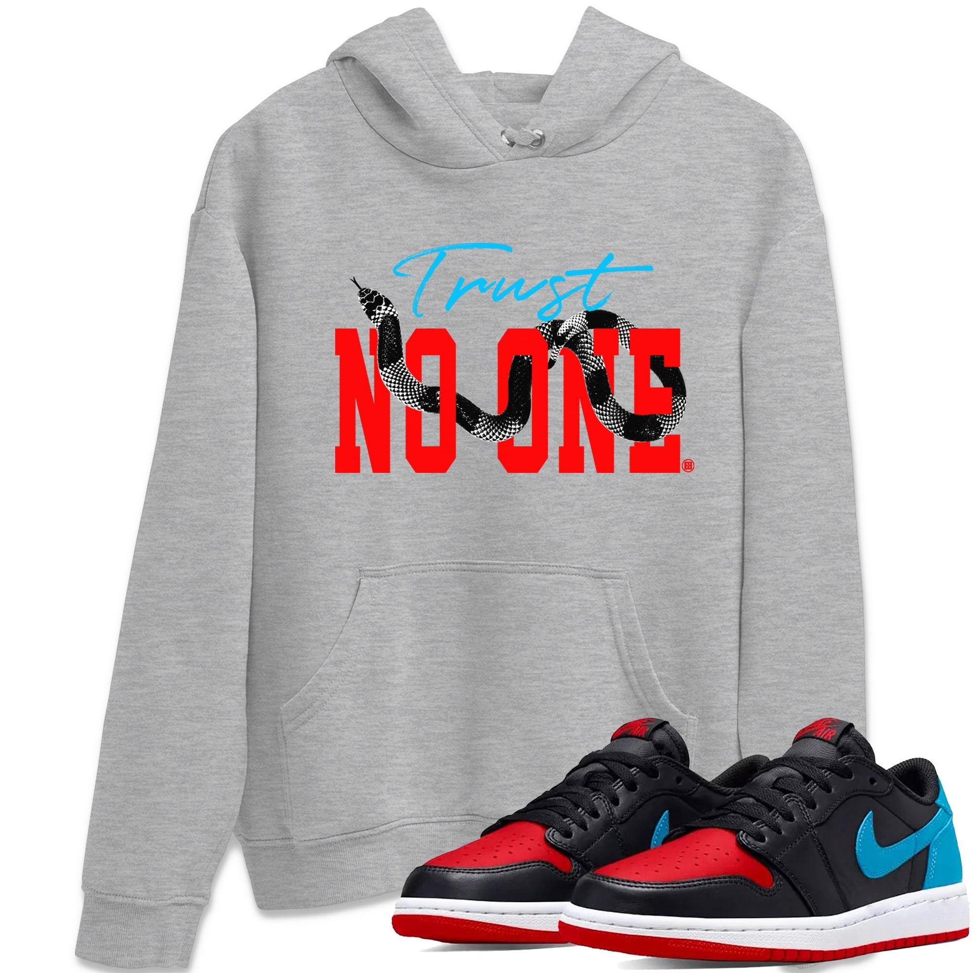 Jordan 1 Low UNC to Chicago shirt to match jordans Trust No One Streetwear Sneaker Shirt Air Jordan 1 UNC to Chicago Drip Gear Zone Sneaker Matching Clothing Unisex Heather Grey 1 T-Shirt