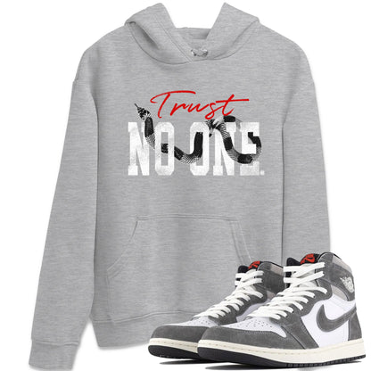 Air Jordan 1 Washed Heritage Sneaker Match Tees Trust No One Sneaker Tees Air Jordan 1 High OG Washed Heritage Clothes Unisex Shirts Heather Grey 1