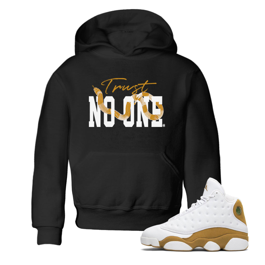 Jordan Retro 13 Wheat Sneaker Matching Tee Trust No One Sneaker Tees 13 Wheat Sneaker T-Shirt Kids Shirts Black 1