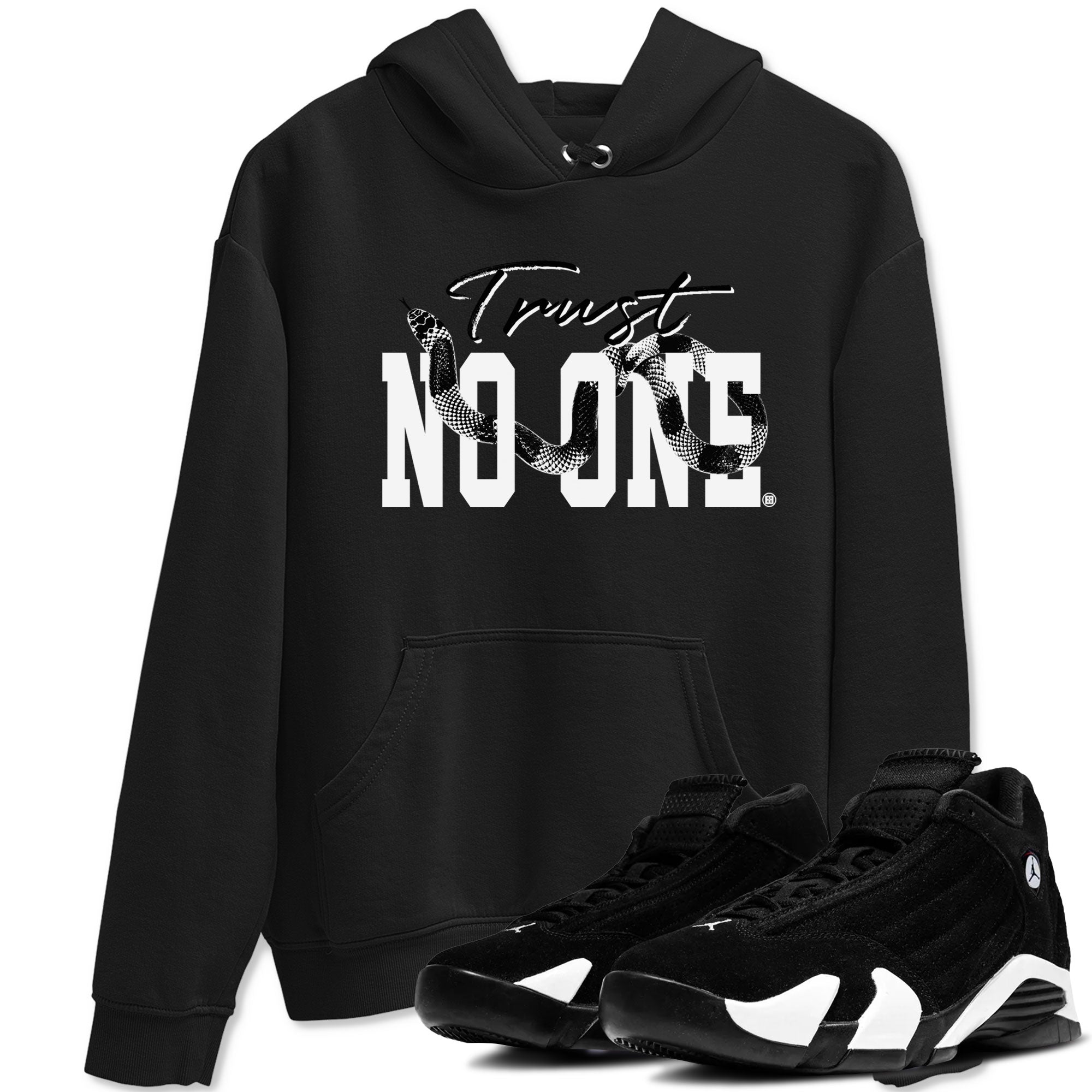 14s Panda shirt to match jordans Trust No One sneaker match tee Air Jordan 14 Panda AJ14 Black White Drip Gear Zone unisex cotton Black 1 crew neck shirt