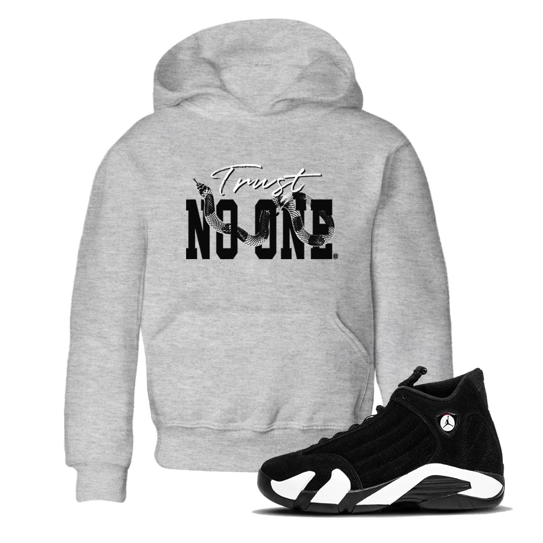 14s Panda shirt to match jordans Trust No One sneaker match tee Air Jordan 14 Panda AJ14 Black White Drip Gear Zone baby toddler Heather Grey 1 cotton Shirt