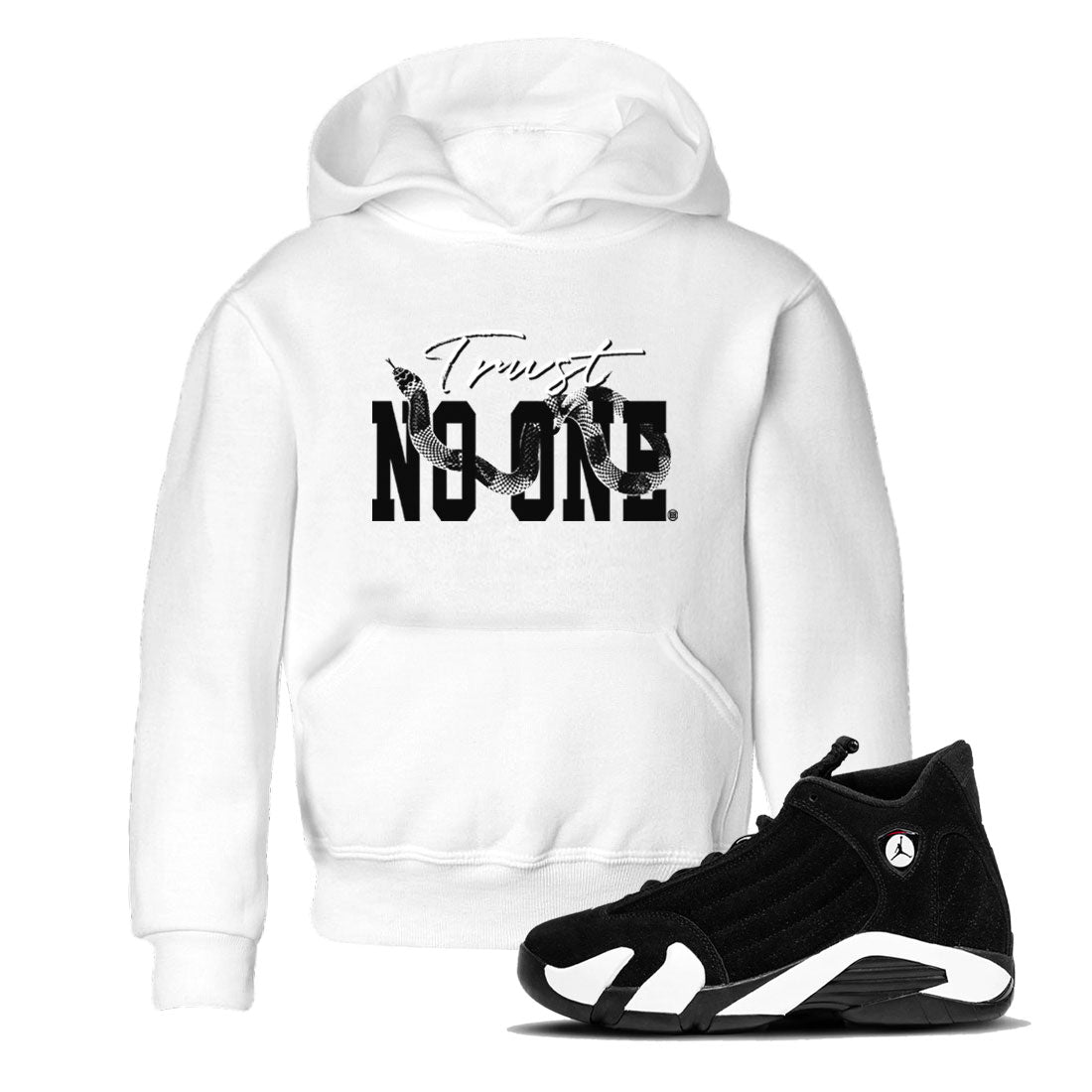 14s Panda shirt to match jordans Trust No One sneaker match tee Air Jordan 14 Panda AJ14 Black White Drip Gear Zone baby toddler White 1 cotton Shirt