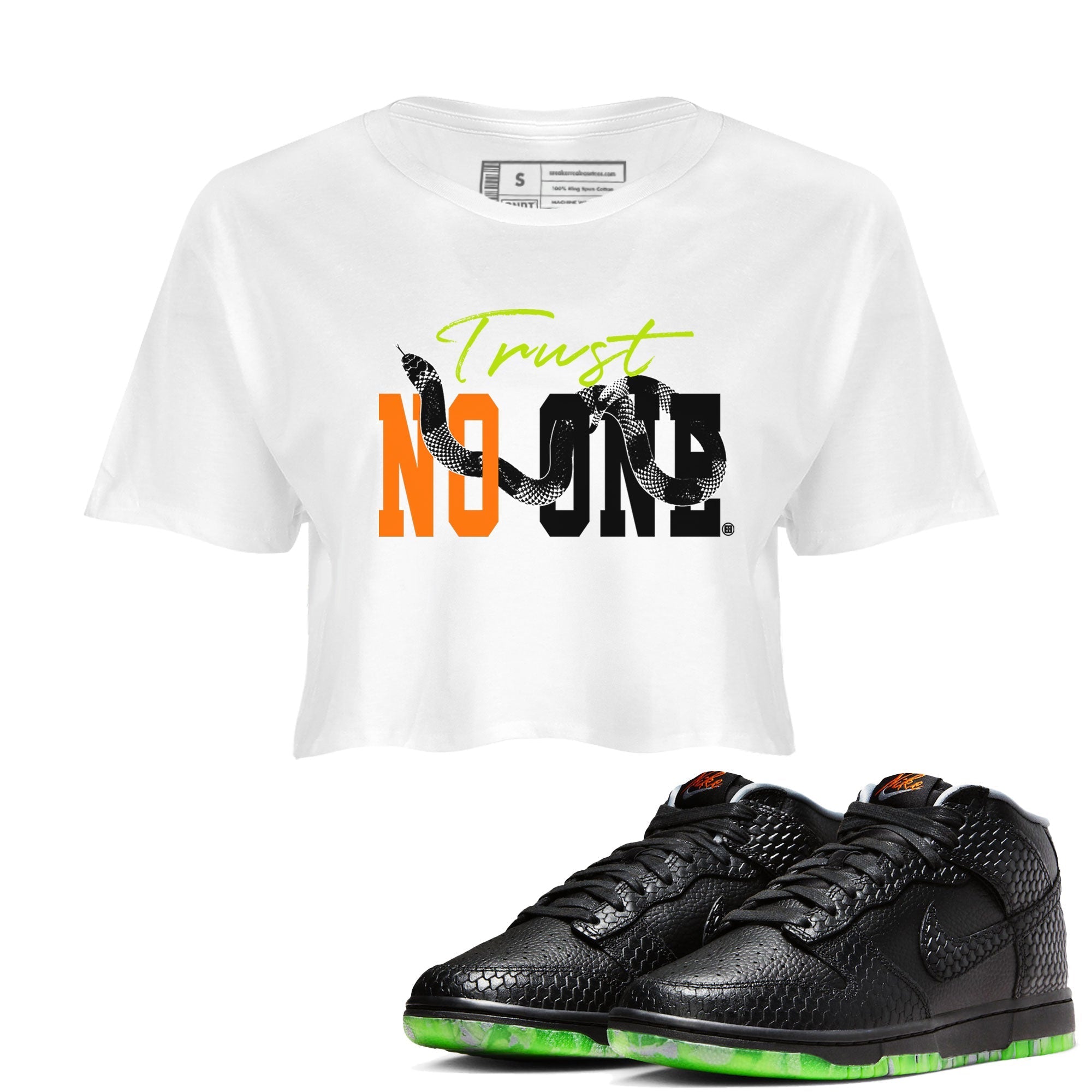 Dunk Halloween shirt to match jordans Trust No One sneaker tees Special Halloween Costume Dunk Mid Halloween Drip Gear Zone White 1 Crop T-Shirt