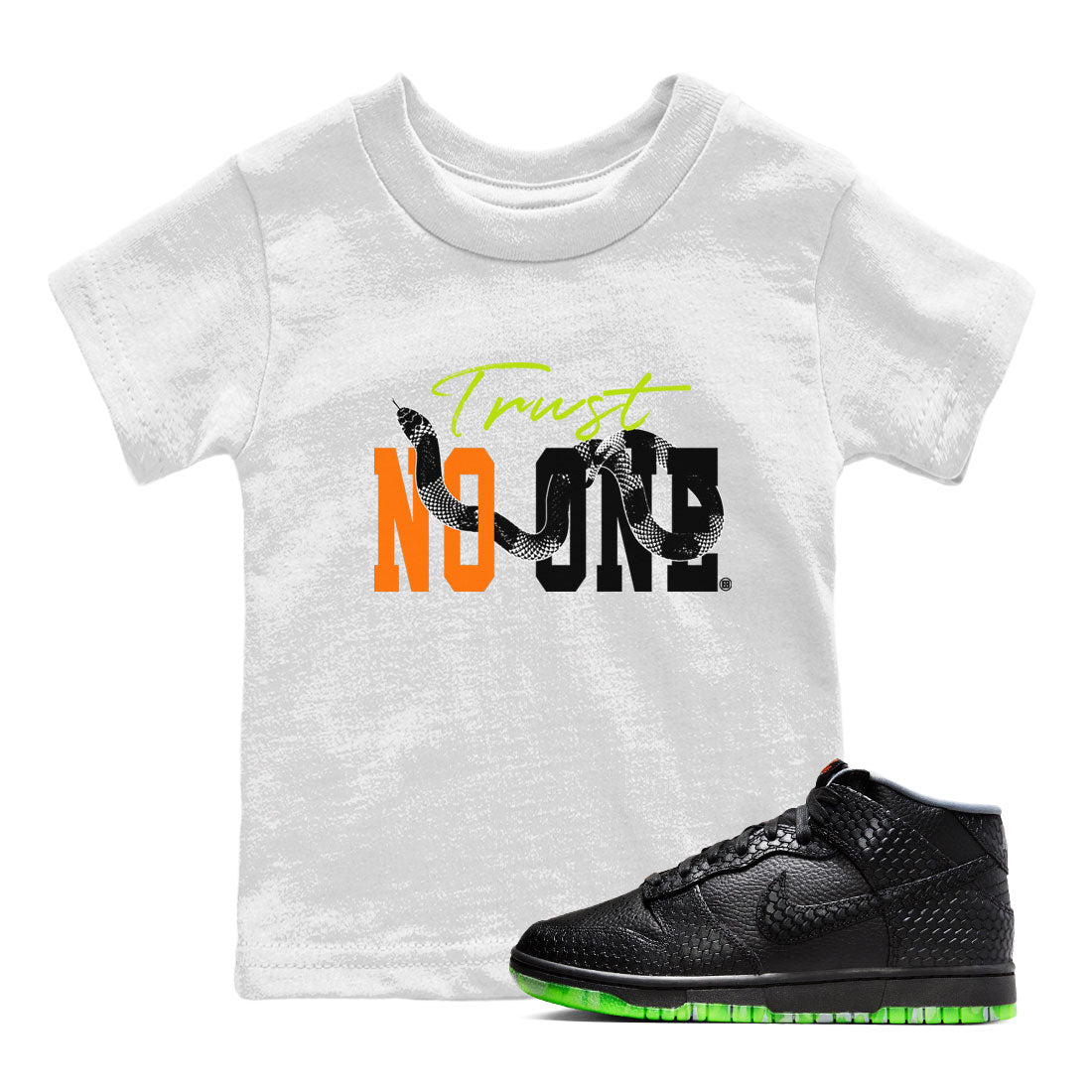 Dunk Halloween shirt to match jordans Trust No One sneaker tees Special Halloween Costume Dunk Mid Halloween Drip Gear Zone Baby Toddler White 1 T-Shirt