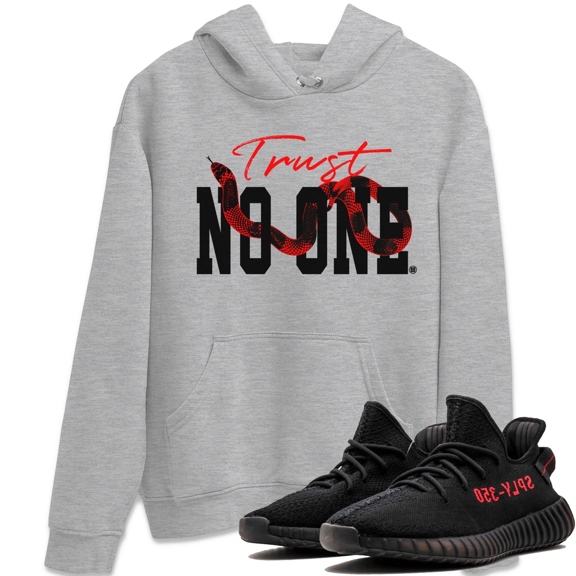 Adidas Yeezy Boost 350 V2 Bred shirt to match jordans Trust No One Streetwear Sneaker Shirt Yeezy 350 Bred Drip Gear Zone Sneaker Matching Clothing Unisex Heather Grey 1 T-Shirt