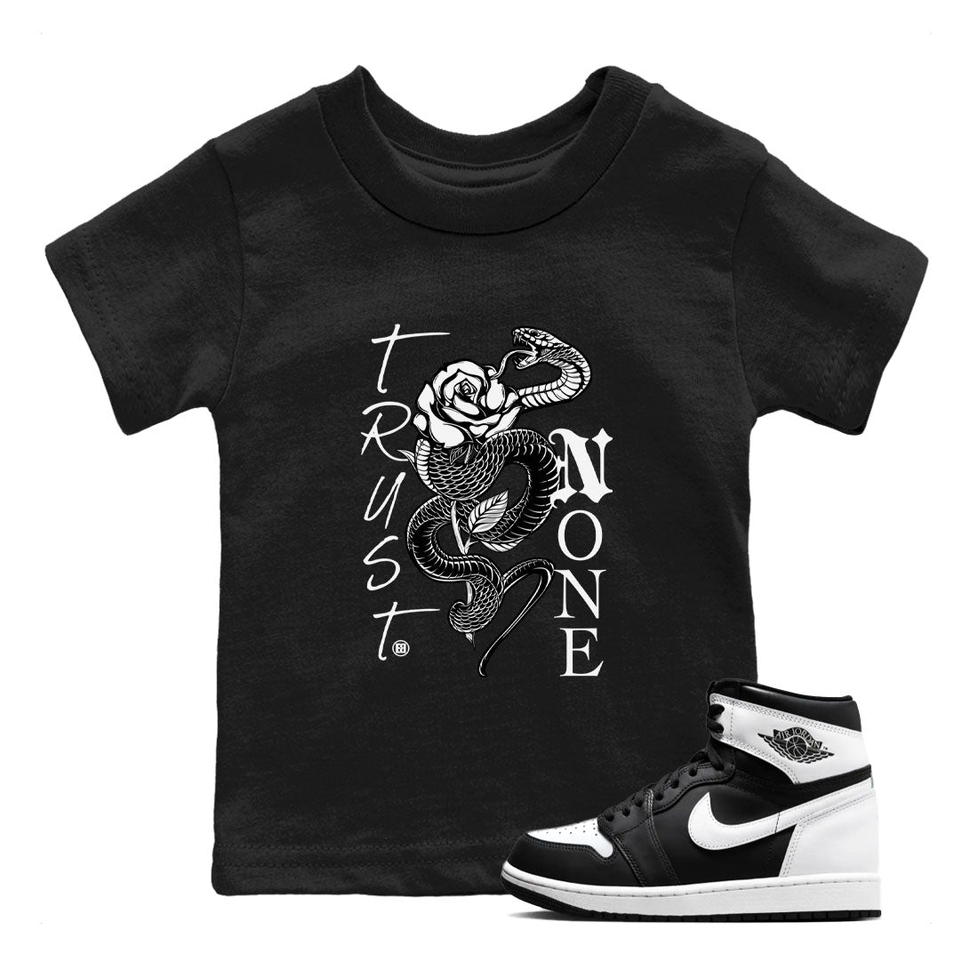 1s Black White shirt to match jordans streetwear brand Trust None sneaker tees Air Jordan 1 Black White Drip Gear Zone baby toddler Black 1 cotton Shirt
