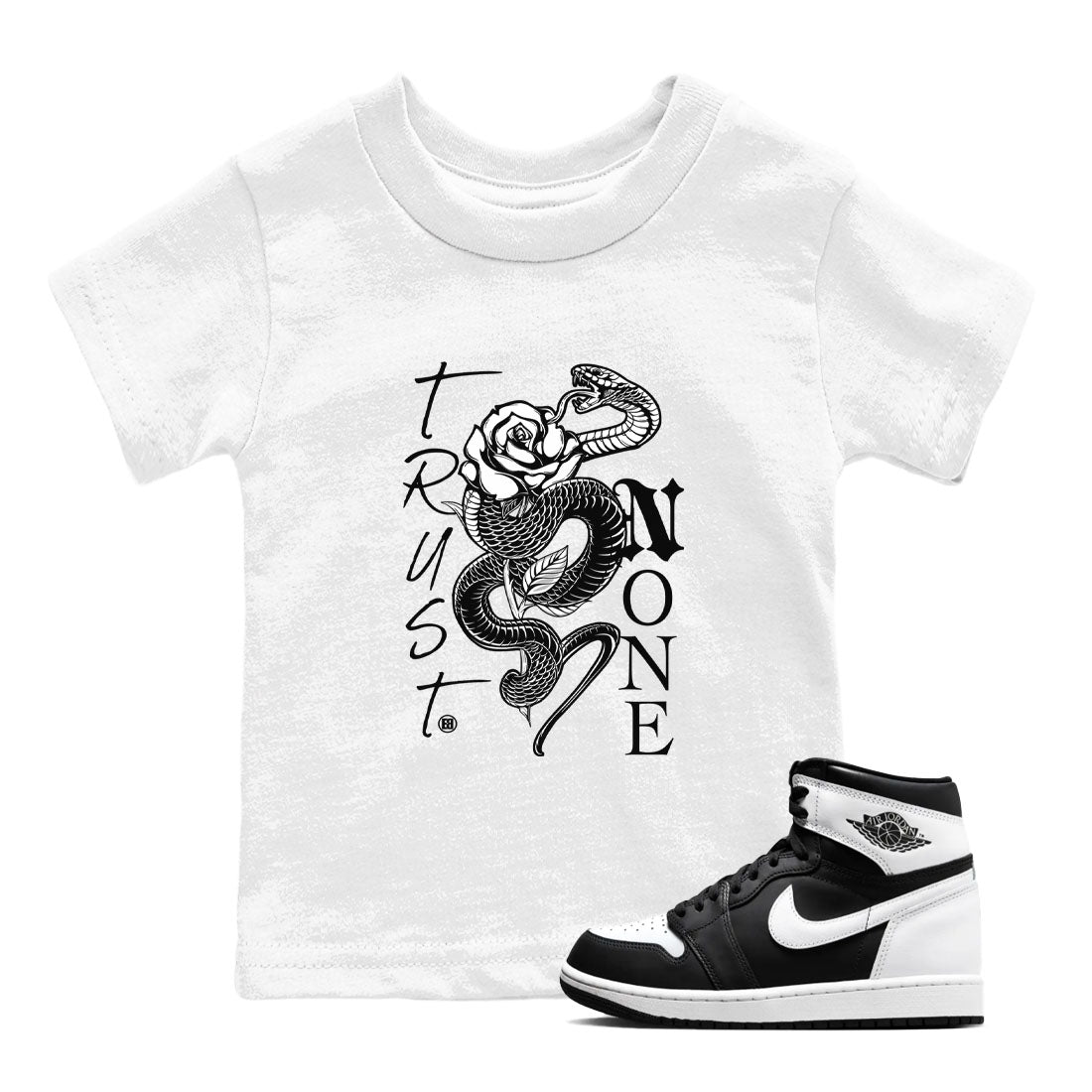 1s Black White shirt to match jordans streetwear brand Trust None sneaker tees Air Jordan 1 Black White Drip Gear Zone baby toddler White 1 cotton Shirt