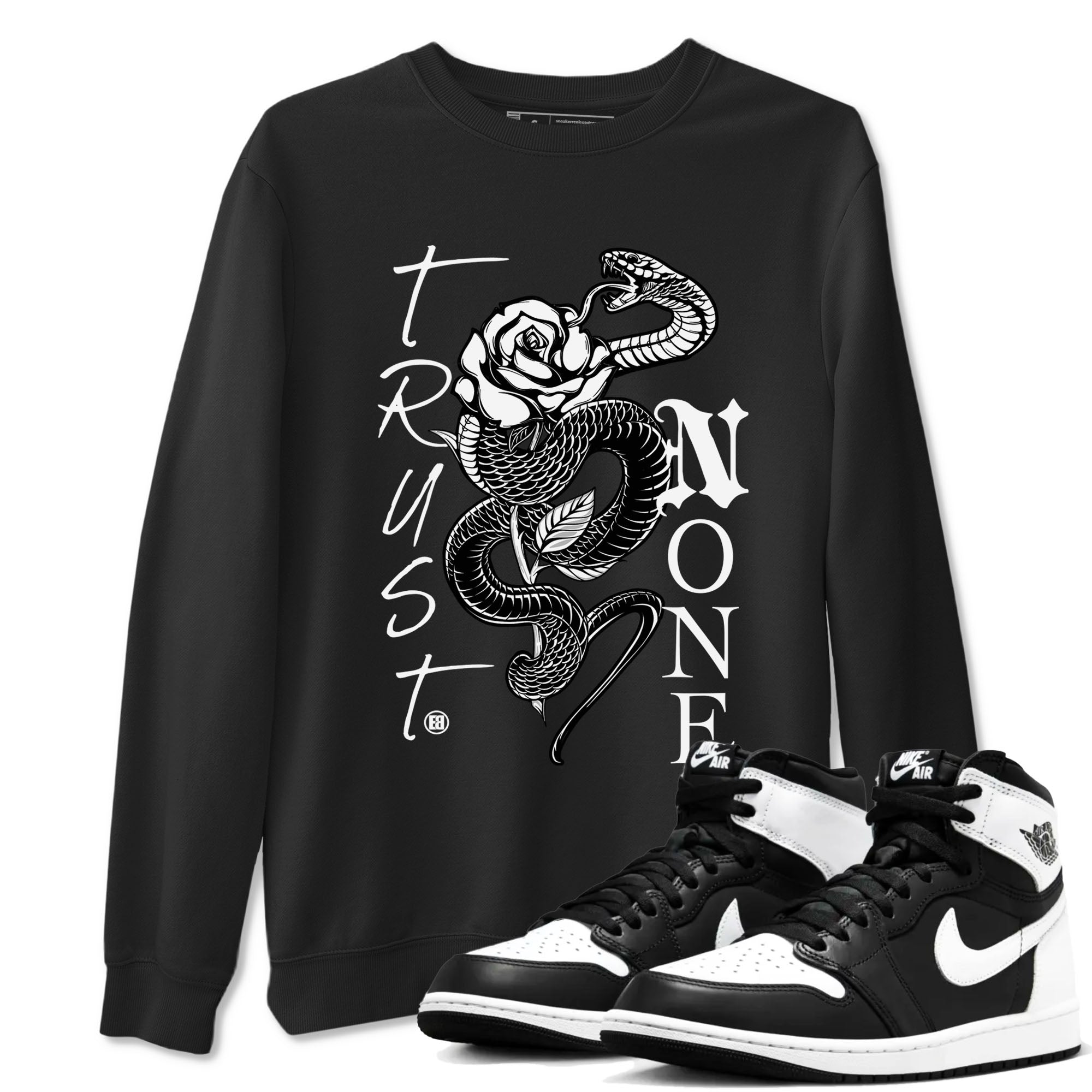 1s Black White shirt to match jordans streetwear brand Trust None sneaker tees Air Jordan 1 Black White Drip Gear Zone unisex cotton Black 1 crew neck shirt