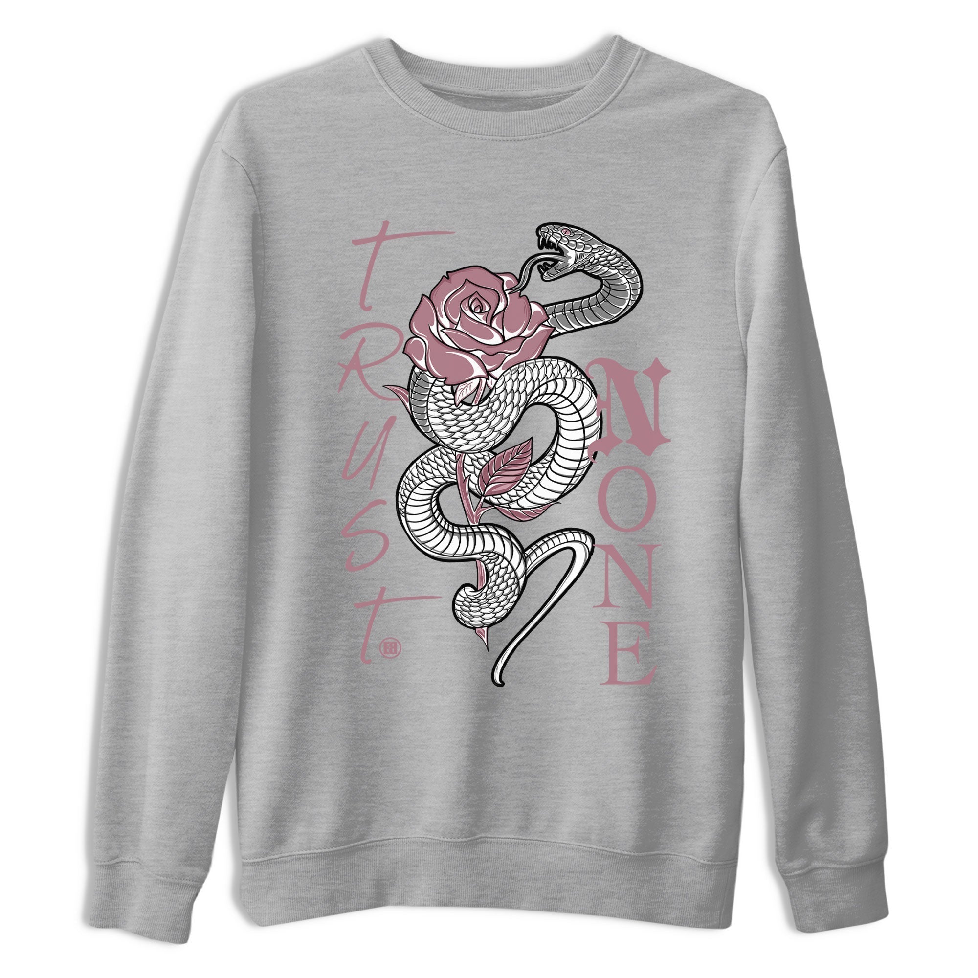 Air Jordan 1 High OG WMNS Mauve shirt to match jordans Trust None crew neck streetwear t-shirt Air Jordan 1 Mauve Drip Gear Zone Unisex Heather Grey 2 Sneaker Matching Tee