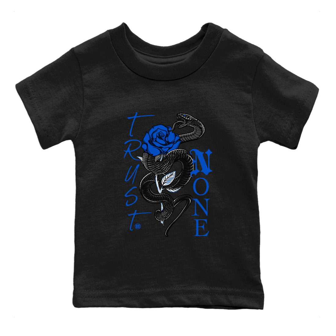 Air Jordan 1 Royal Reimagined shirt to match jordans Trust None sneaker tees Crew Neck Jordan 1 High OG Royal Reimagined Drip Gear Zone Kids Baby Toddler sneaker shirts Black 2 T-Shirt