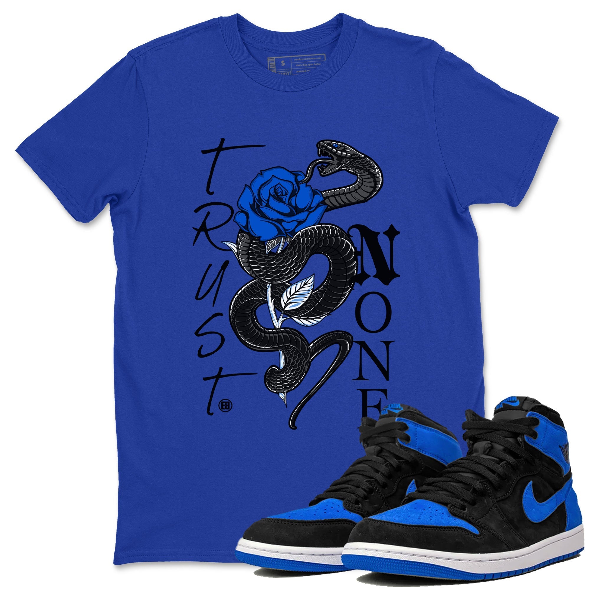 Air Jordan 1 Royal Reimagined shirt to match jordans Trust None sneaker tees Crew Neck Jordan 1 High OG Royal Reimagined Drip Gear Zone Unisex Sneaker Tees and Sneaker Match T-Shirt Casual Shirts Royal Blue 1 T-Shirt