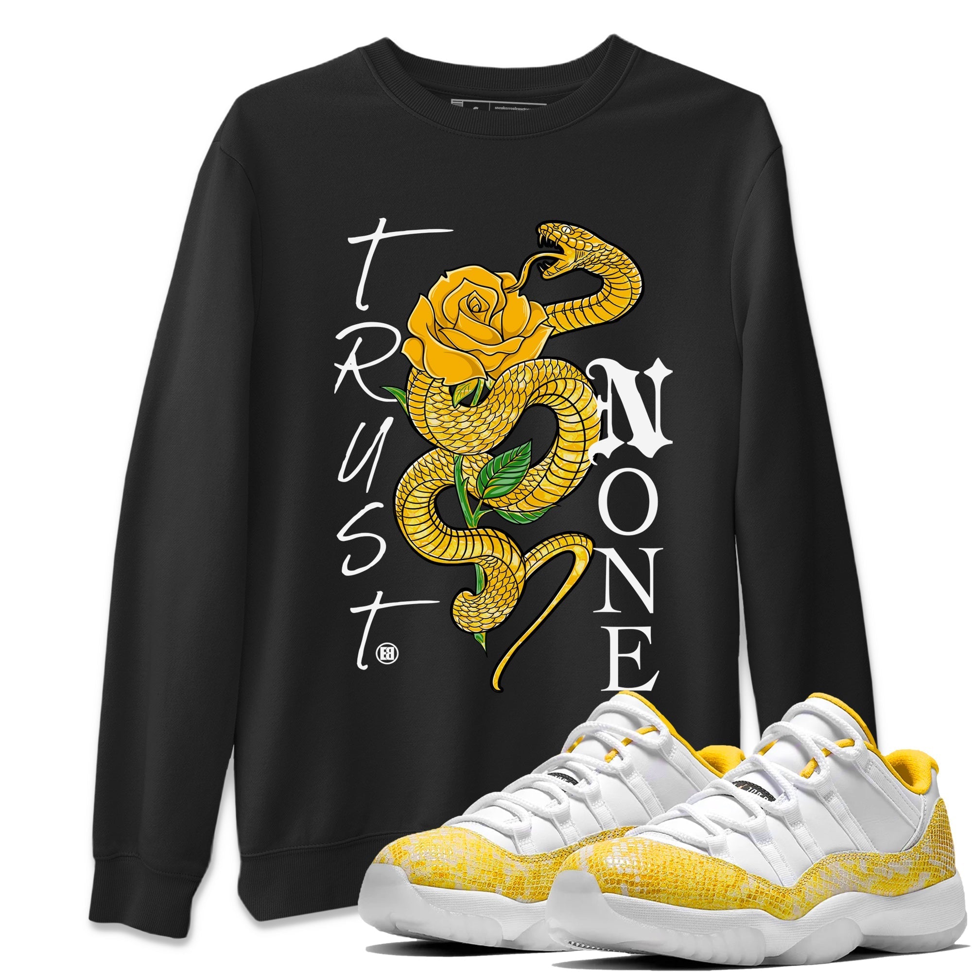 Jordan 11 Yellow Snakeskin Sneaker Match Tees Trust None Sneaker Tees Air Jordan 11 Yellow Python Sneaker Release Tees Unisex Shirts Black 1