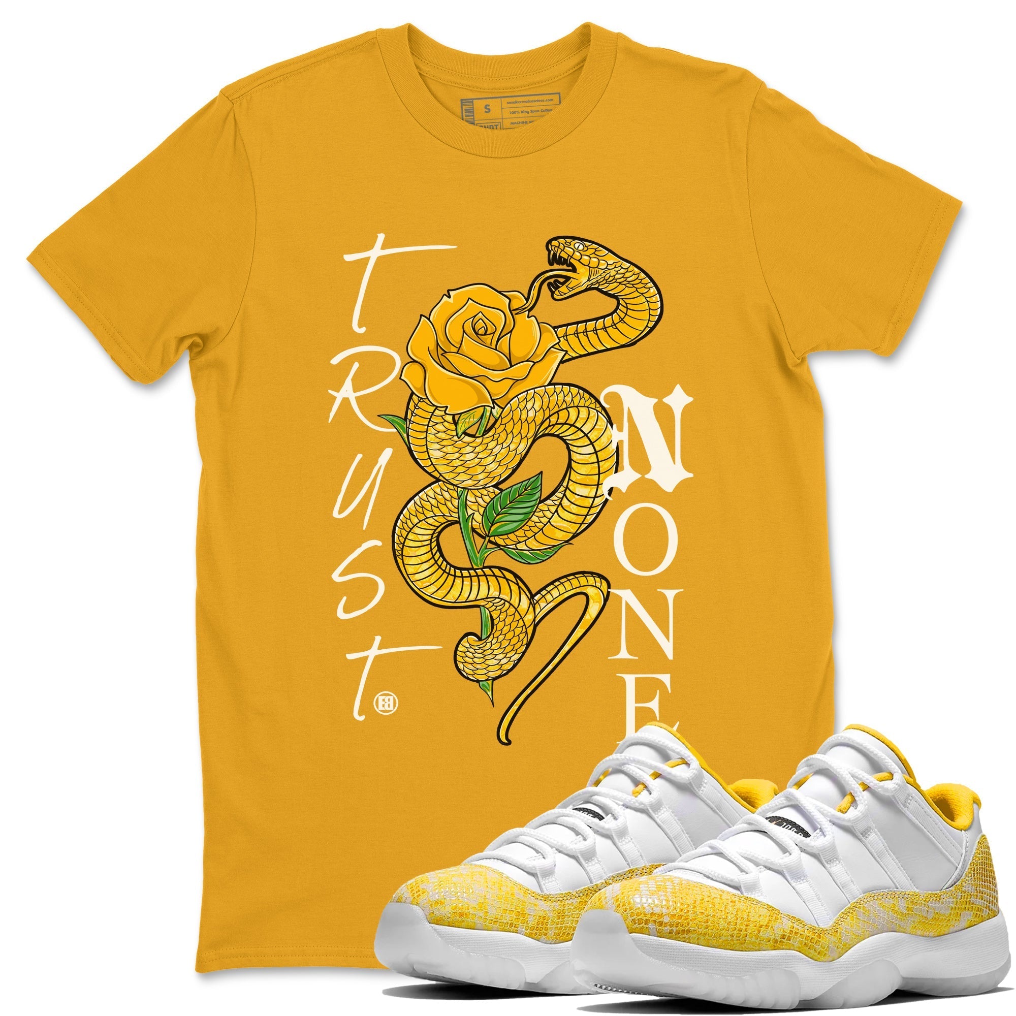 Jordan 11 Yellow Snakeskin Sneaker Match Tees Trust None Sneaker Tees Air Jordan 11 Yellow Python Sneaker Release Tees Unisex Shirts Gold 1