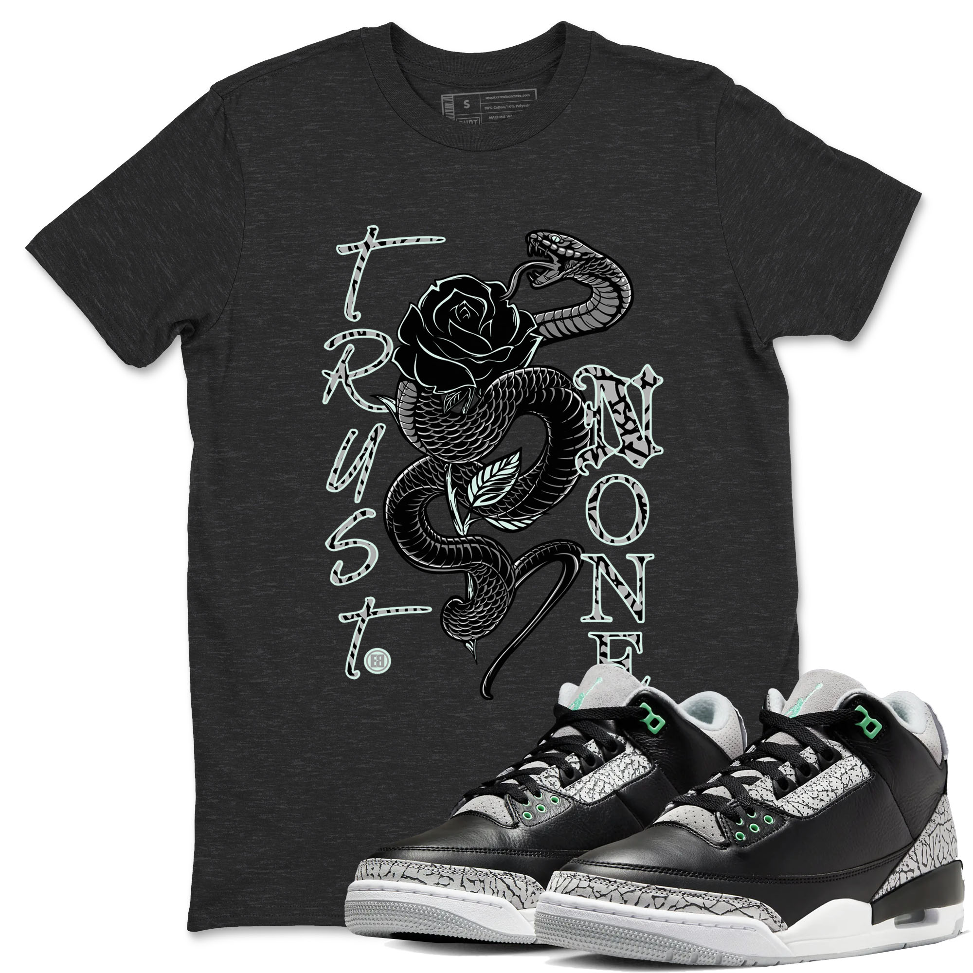 3s Green Glow shirt to match jordans Trust None sneaker tees Air Jordan 3 Green Glow Drip Gear Zone unisex cotton Charcoal Heather 1 crew neck shirt