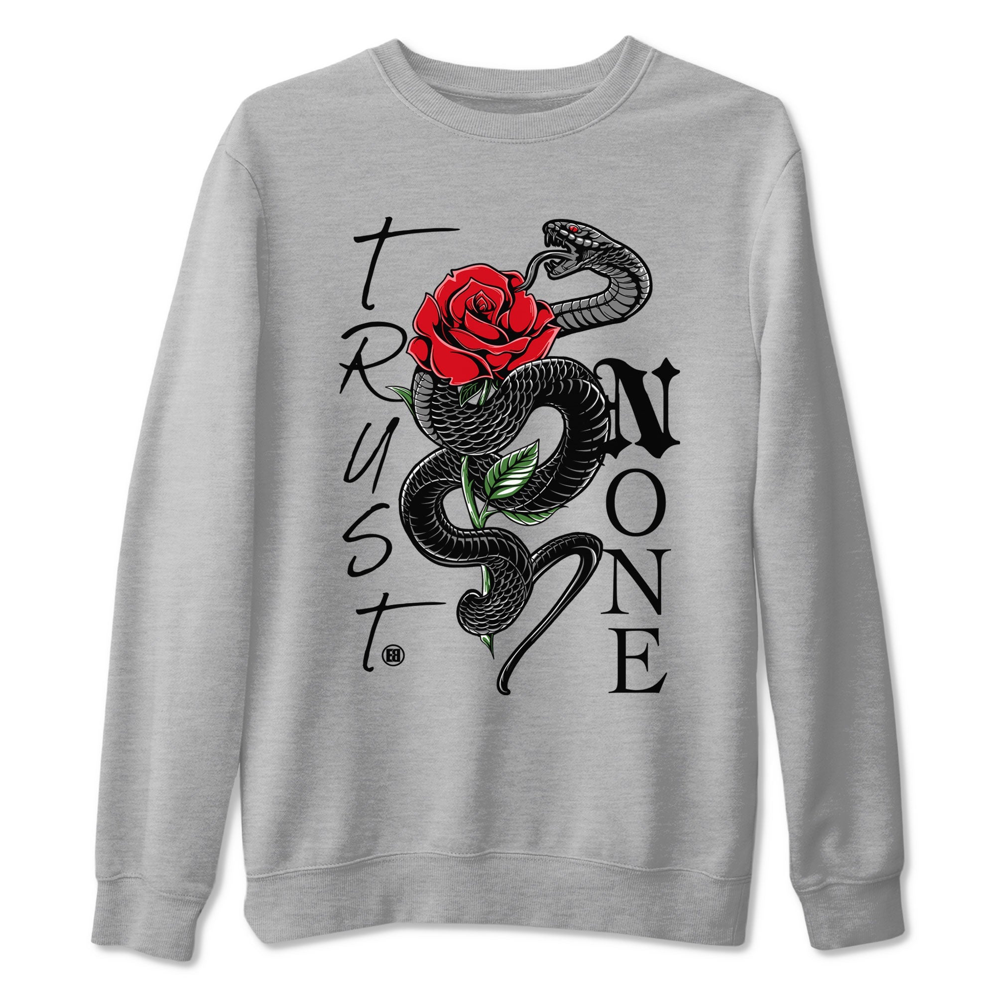 Air Jordan 4 Bred Reimagined shirt to match jordans Trust None sneaker shirts AJ4 Bred Reimagined Drip Gear Zone unisex crew neck cotton Heather Grey 2 crew neck shirt