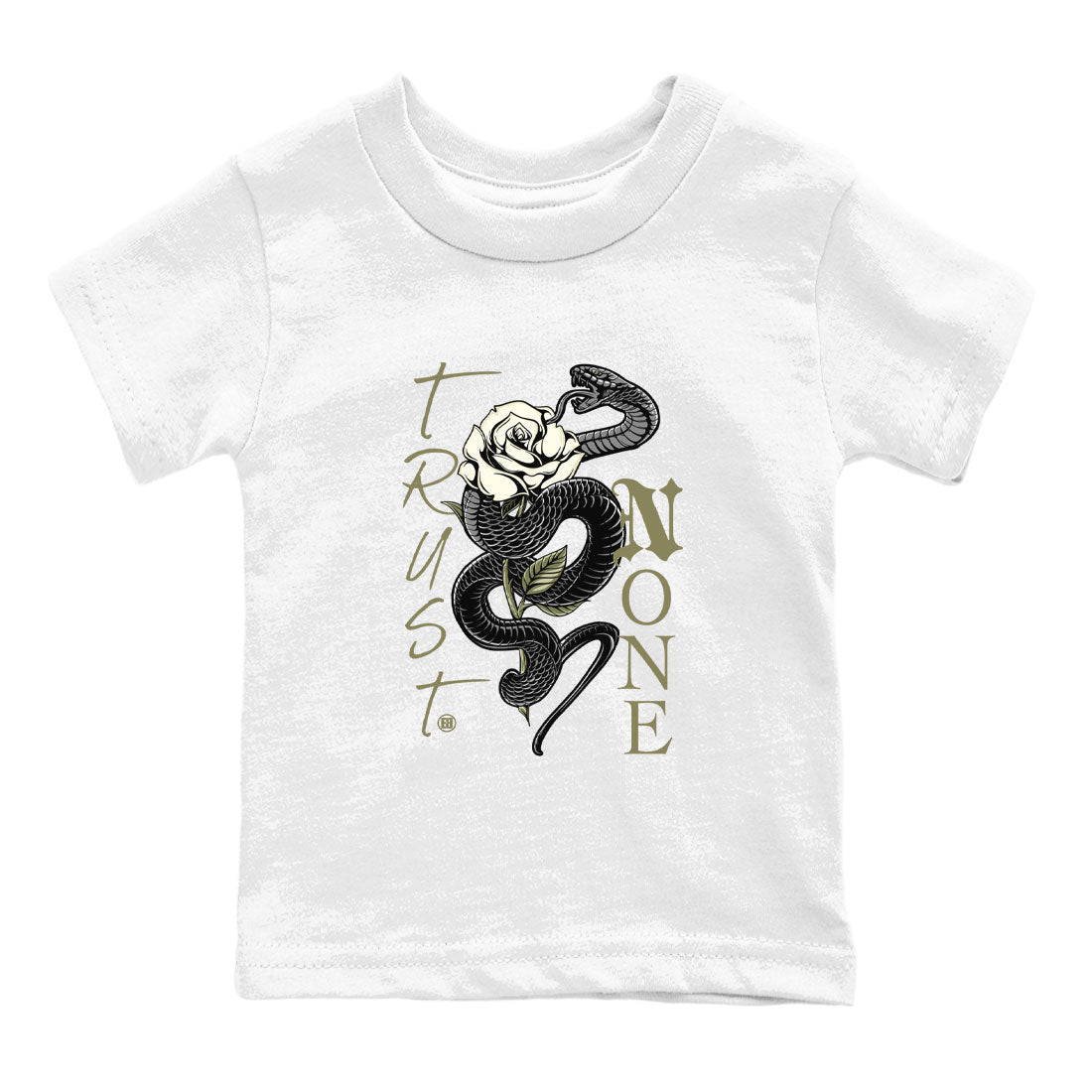 Air Jordan 4 Medium Olive shirt to match jordans streetwear brand Trust None sneaker match tees 4s Olive Drip Gear Zone Baby Toddler White 2 T-Shirt