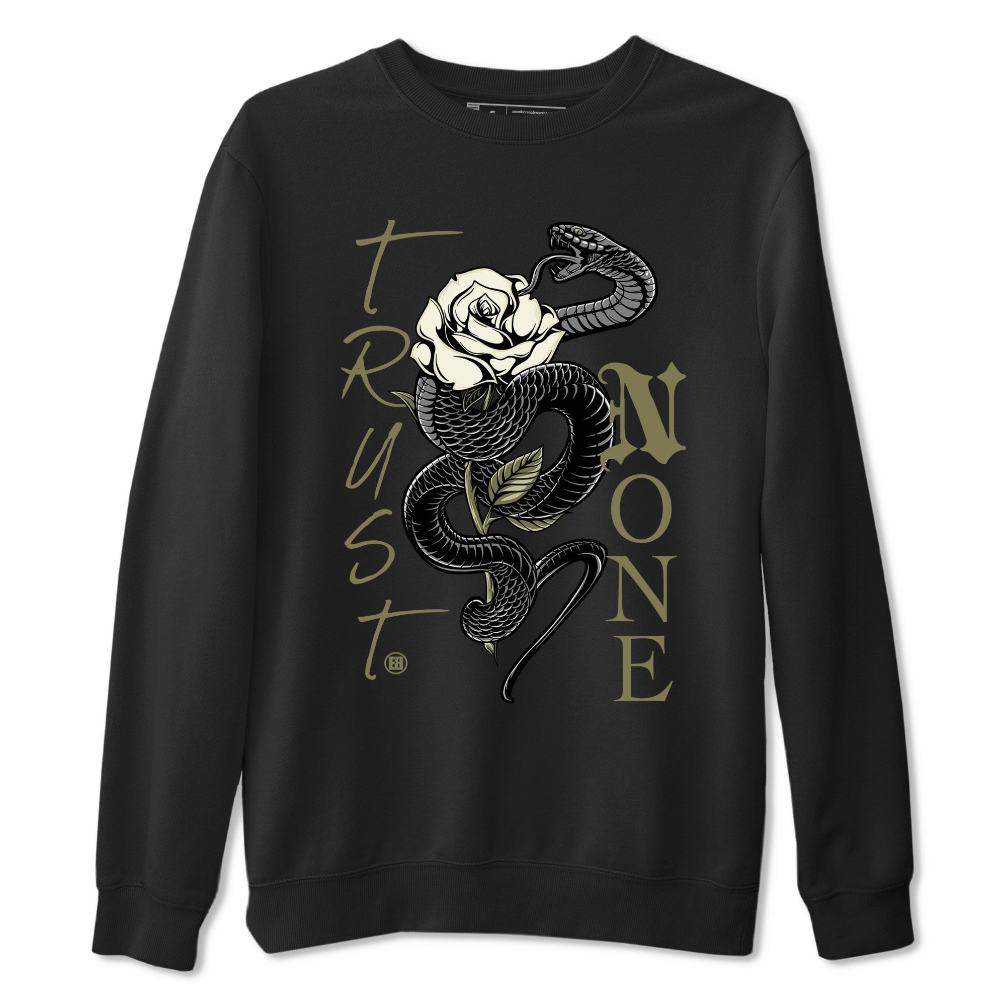 Air Jordan 4 Medium Olive shirt to match jordans streetwear brand Trust None sneaker match tees 4s Olive Drip Gear Zone Unisex Black 2 T-Shirt