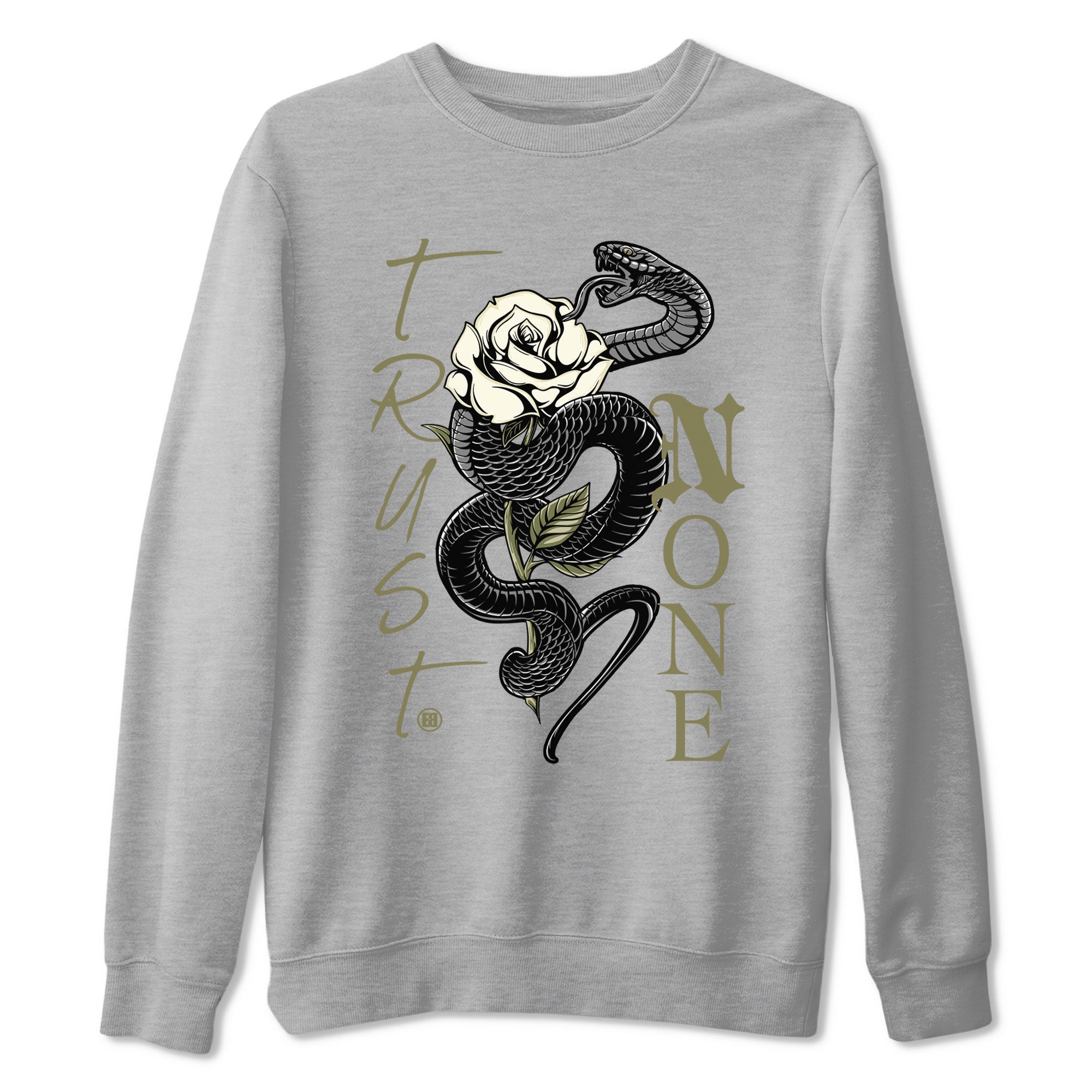 Air Jordan 4 Medium Olive shirt to match jordans streetwear brand Trust None sneaker match tees 4s Olive Drip Gear Zone Unisex Heather Grey 2 T-Shirt