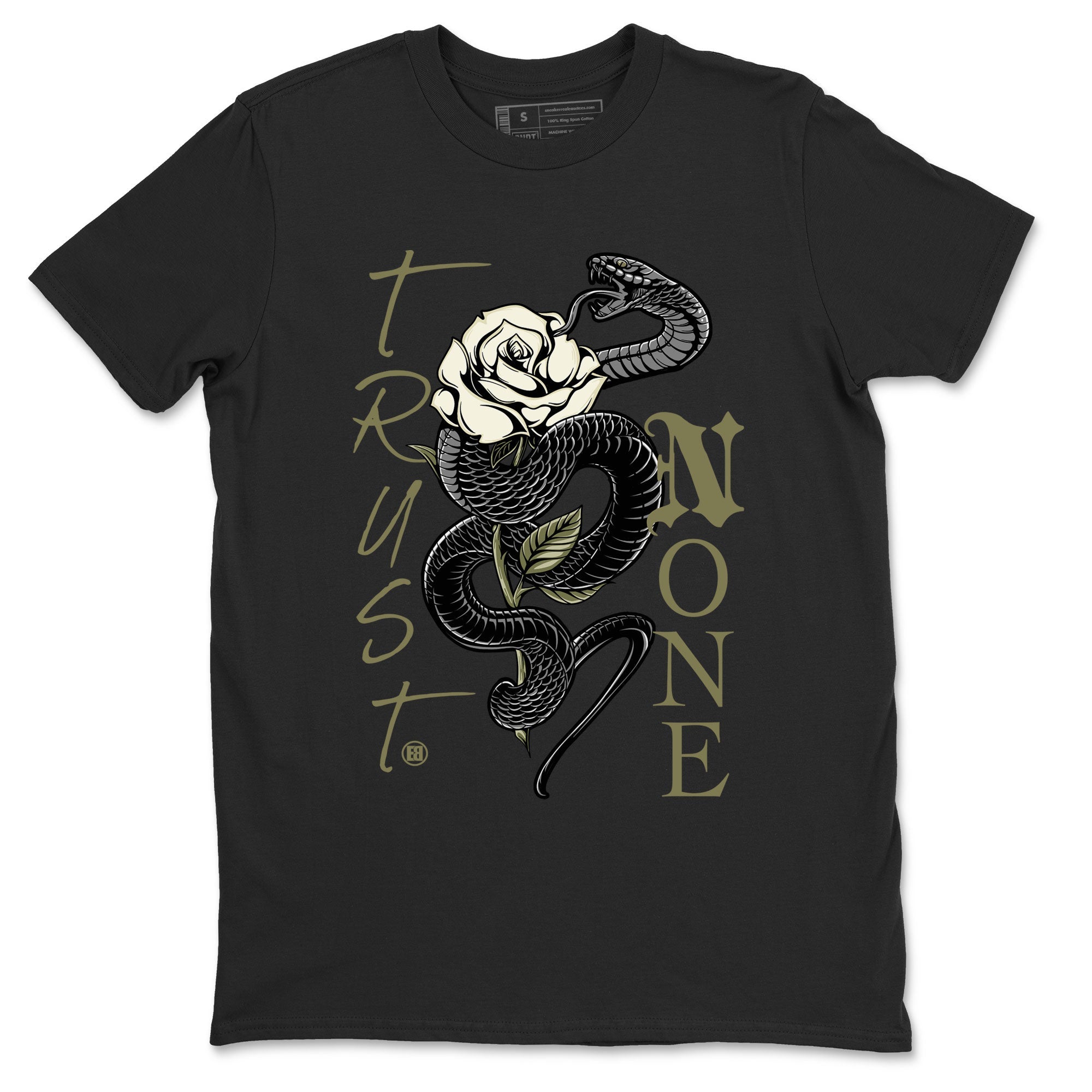 Air Jordan 4 Medium Olive shirt to match jordans streetwear brand Trust None sneaker match tees 4s Olive Drip Gear Zone Unisex Black 2 T-Shirt