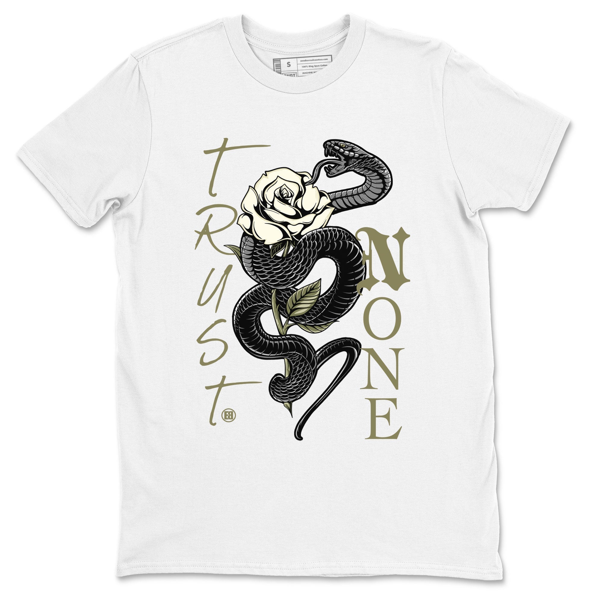 Air Jordan 4 Medium Olive shirt to match jordans streetwear brand Trust None sneaker match tees 4s Olive Drip Gear Zone Unisex White 2 T-Shirt