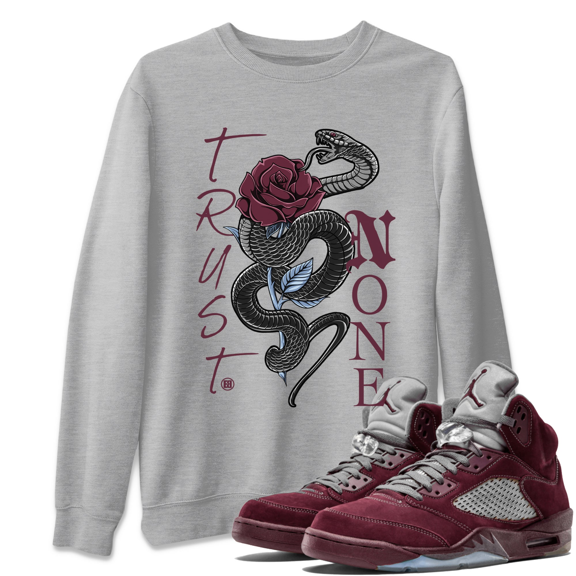 Jordan 5 Burgundy Shirts Trust None Sneaker Tees Air Jordan 5 Burgundy Sneaker Release Tees Unisex Shirts Heather Grey 1