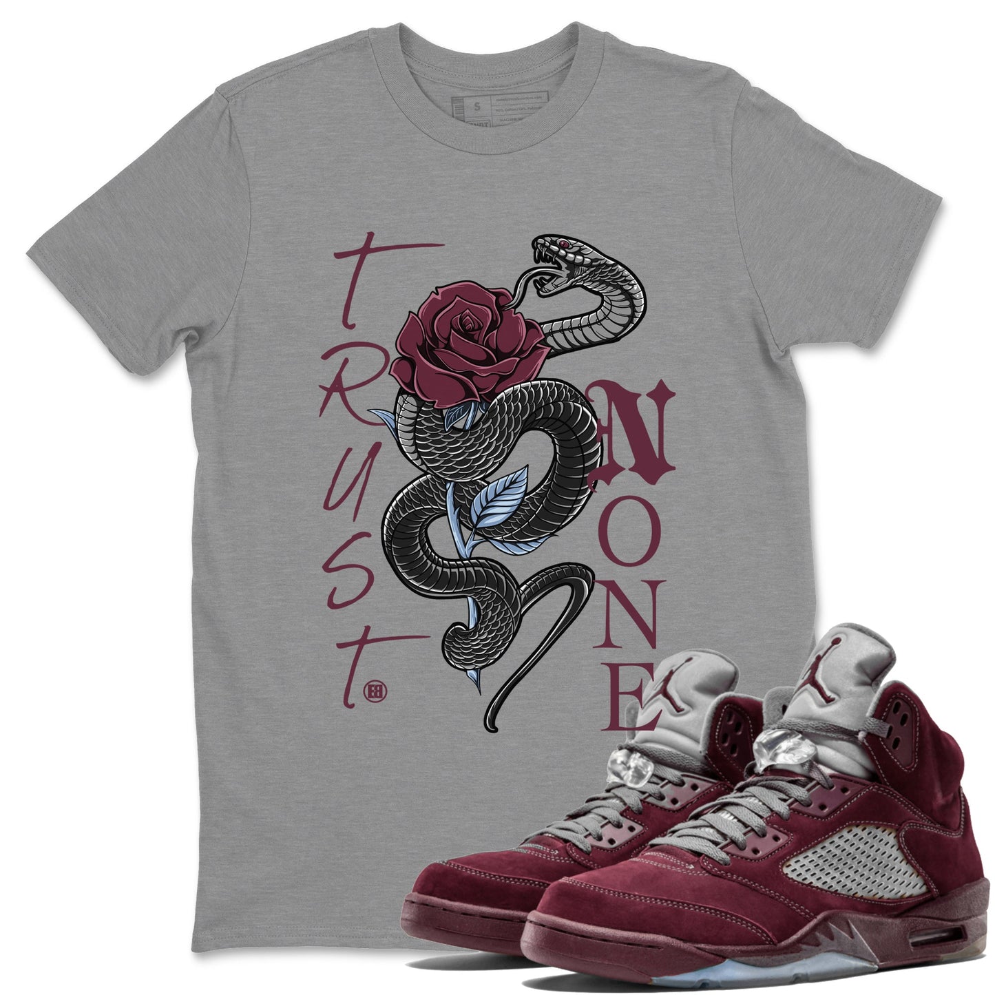 Jordan 5 Burgundy Shirts Trust None Sneaker Tees Air Jordan 5 Burgundy Sneaker Release Tees Unisex Shirts Heather Grey 1