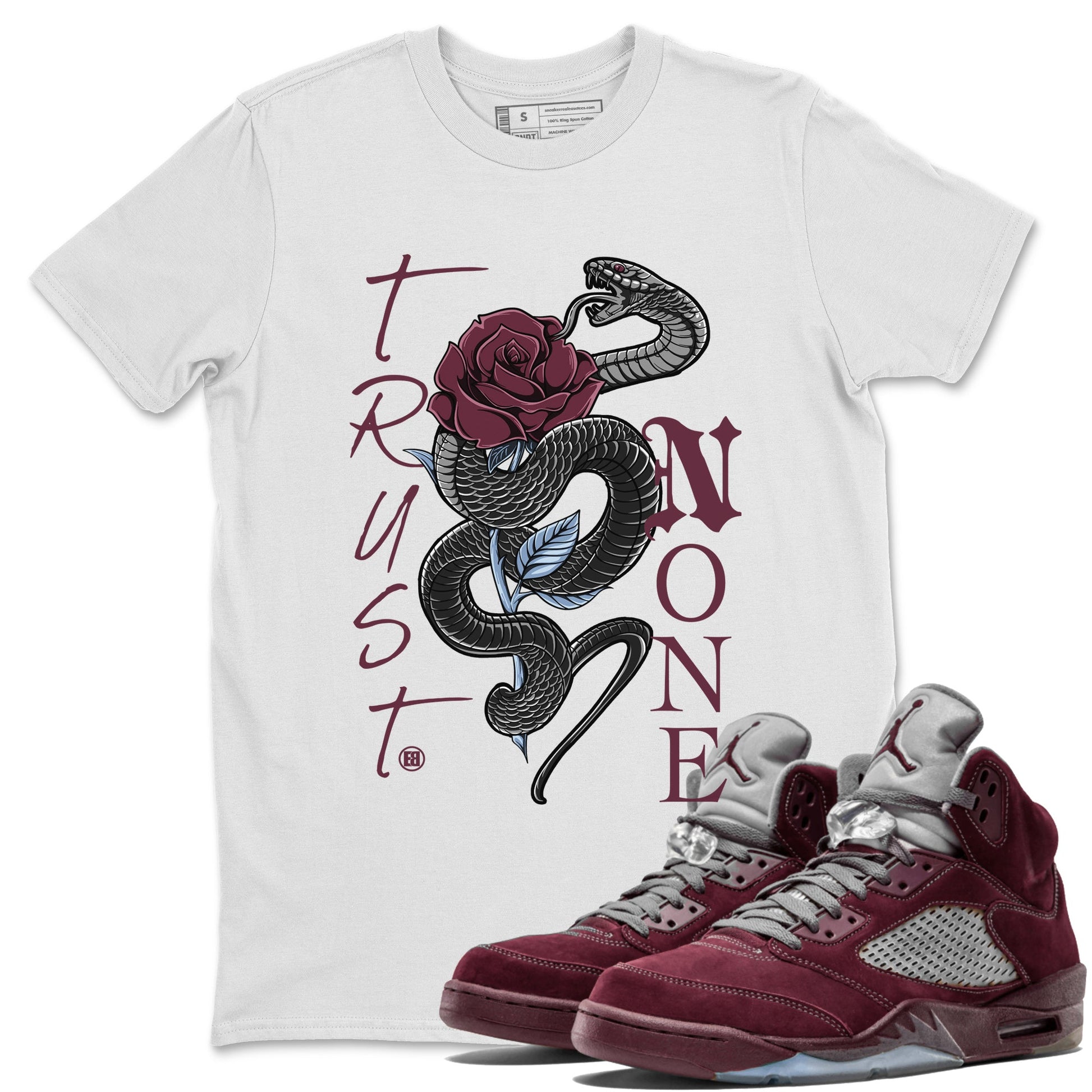 Jordan 5 Burgundy Shirts Trust None Sneaker Tees Air Jordan 5 Burgundy Sneaker Release Tees Unisex Shirts White 1