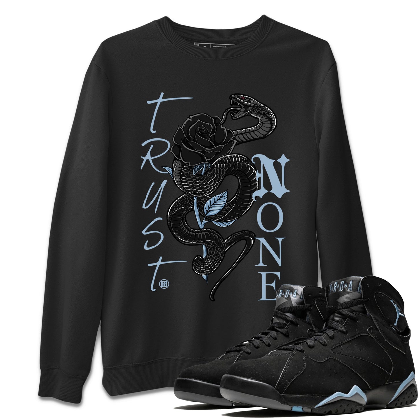 AJ7 Chambray Sneaker Match Tees Trust None Sneaker Tees Air Jordan 7 Chambray Sneaker Release Tees Unisex Shirts Black 1