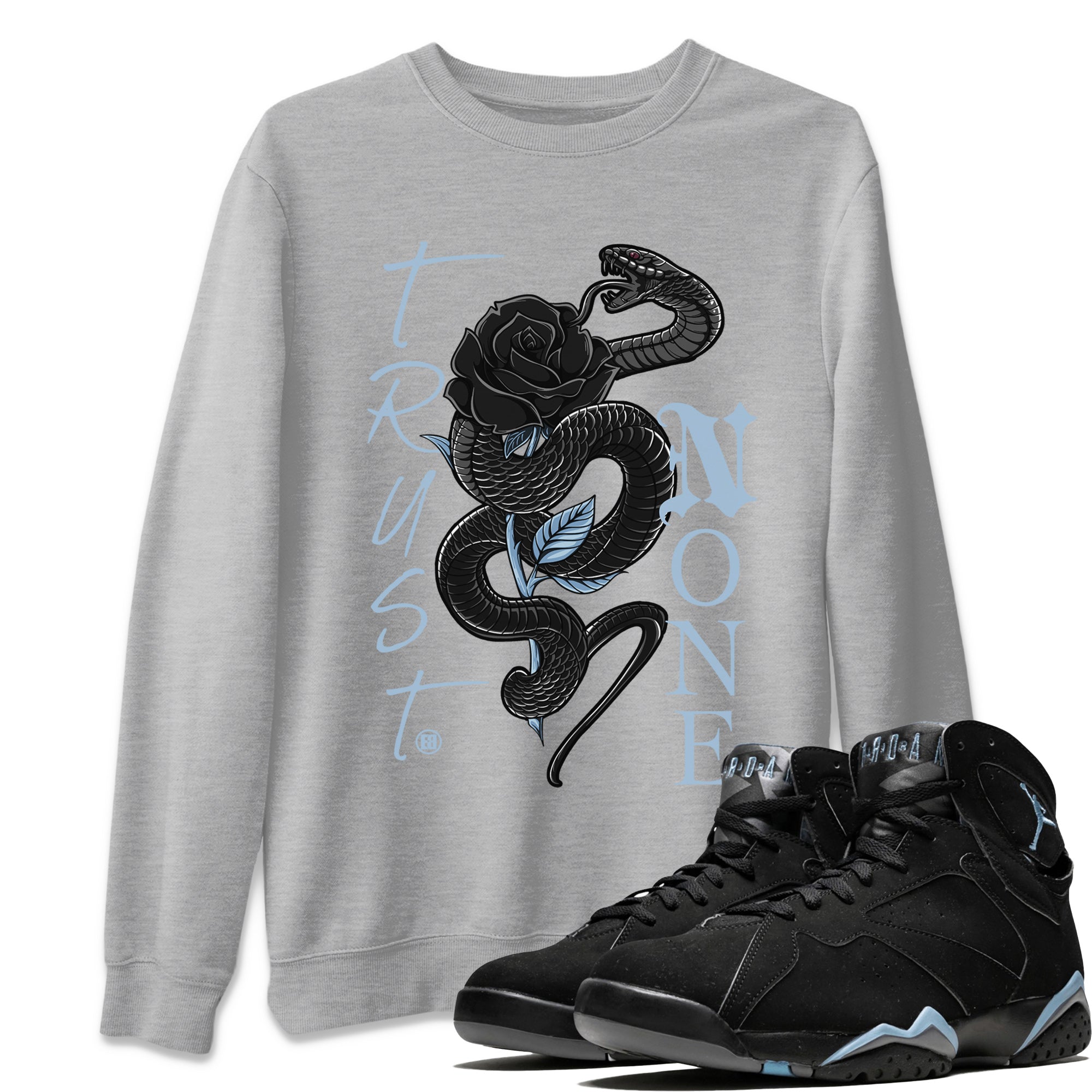 AJ7 Chambray Sneaker Match Tees Trust None Sneaker Tees Air Jordan 7 Chambray Sneaker Release Tees Unisex Shirts Heather Grey 1