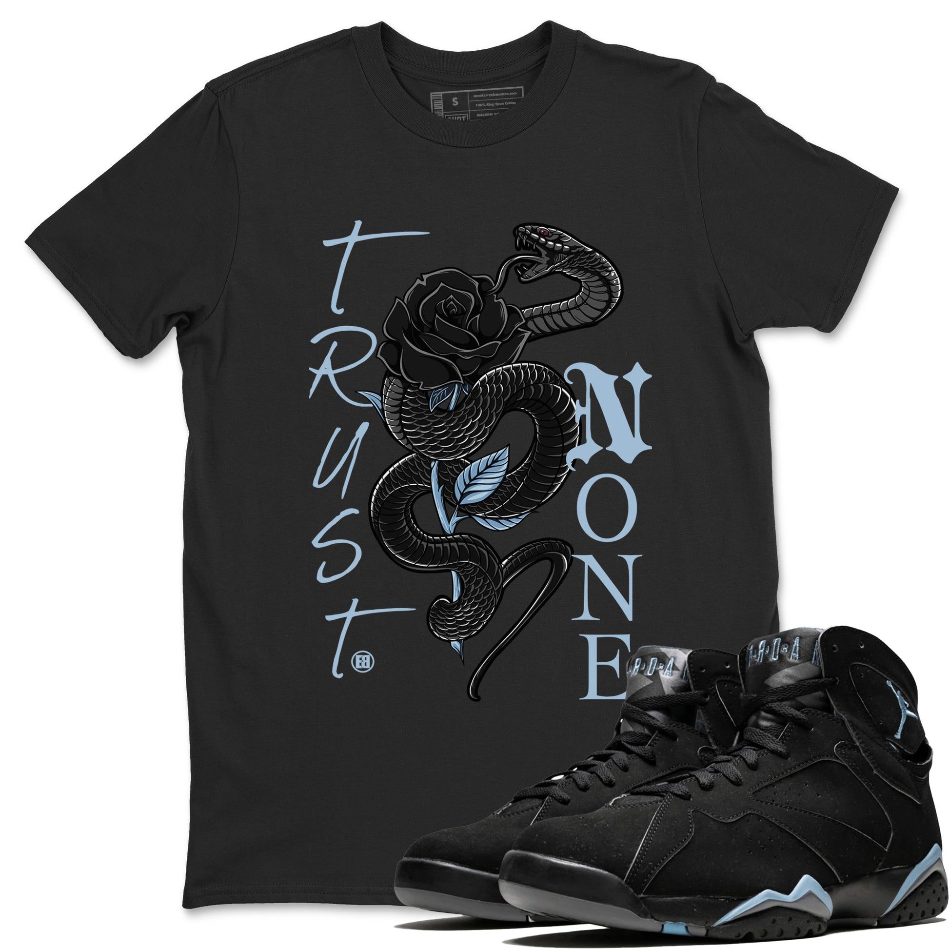 AJ7 Chambray Sneaker Match Tees Trust None Sneaker Tees Air Jordan 7 Chambray Sneaker Release Tees Unisex Shirts Black 1
