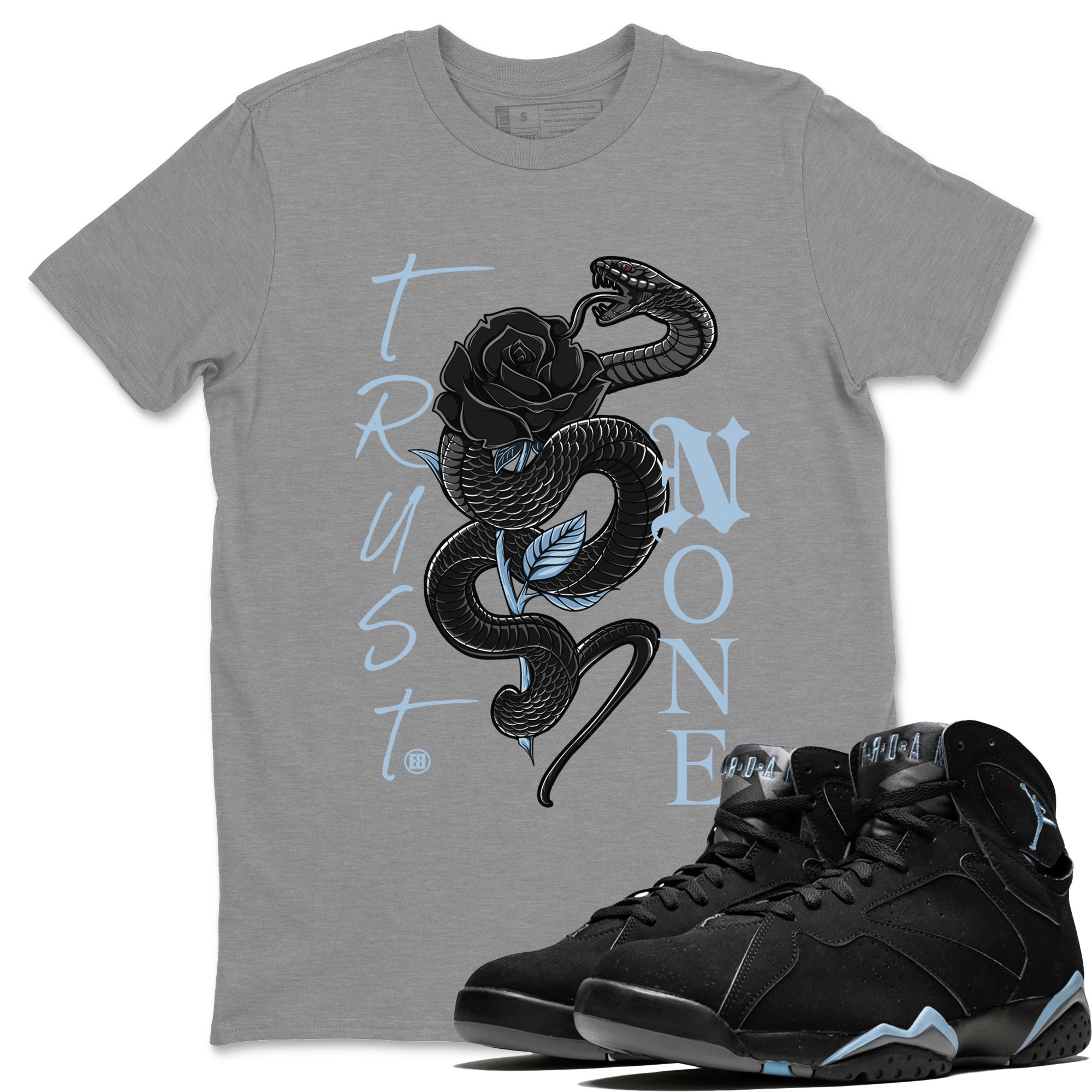AJ7 Chambray Sneaker Match Tees Trust None Sneaker Tees Air Jordan 7 Chambray Sneaker Release Tees Unisex Shirts Heather Grey 1