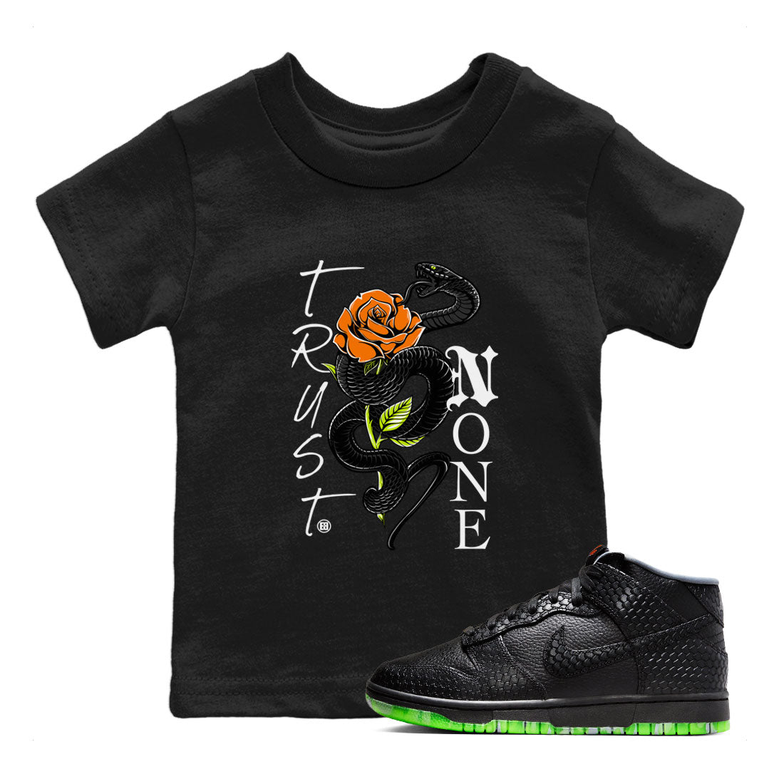 Dunk Halloween shirt to match jordans Trust None sneaker tees Special Halloween Costume Dunk Mid Halloween Drip Gear Zone Baby Toddler Black 1 T-Shirt