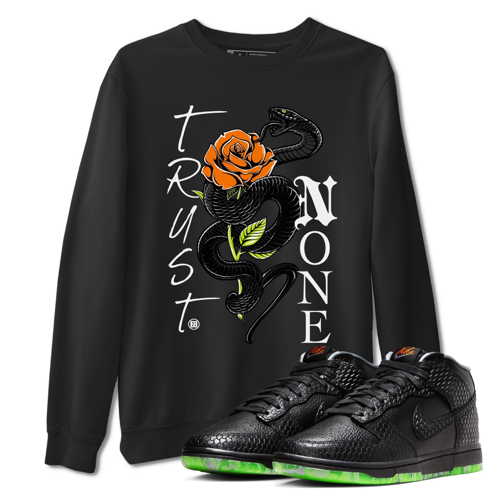 Dunk Halloween shirt to match jordans Trust None sneaker tees Special Halloween Costume Dunk Mid Halloween Drip Gear Zone Unisex Crew Neck Tee Black 1 T-Shirt