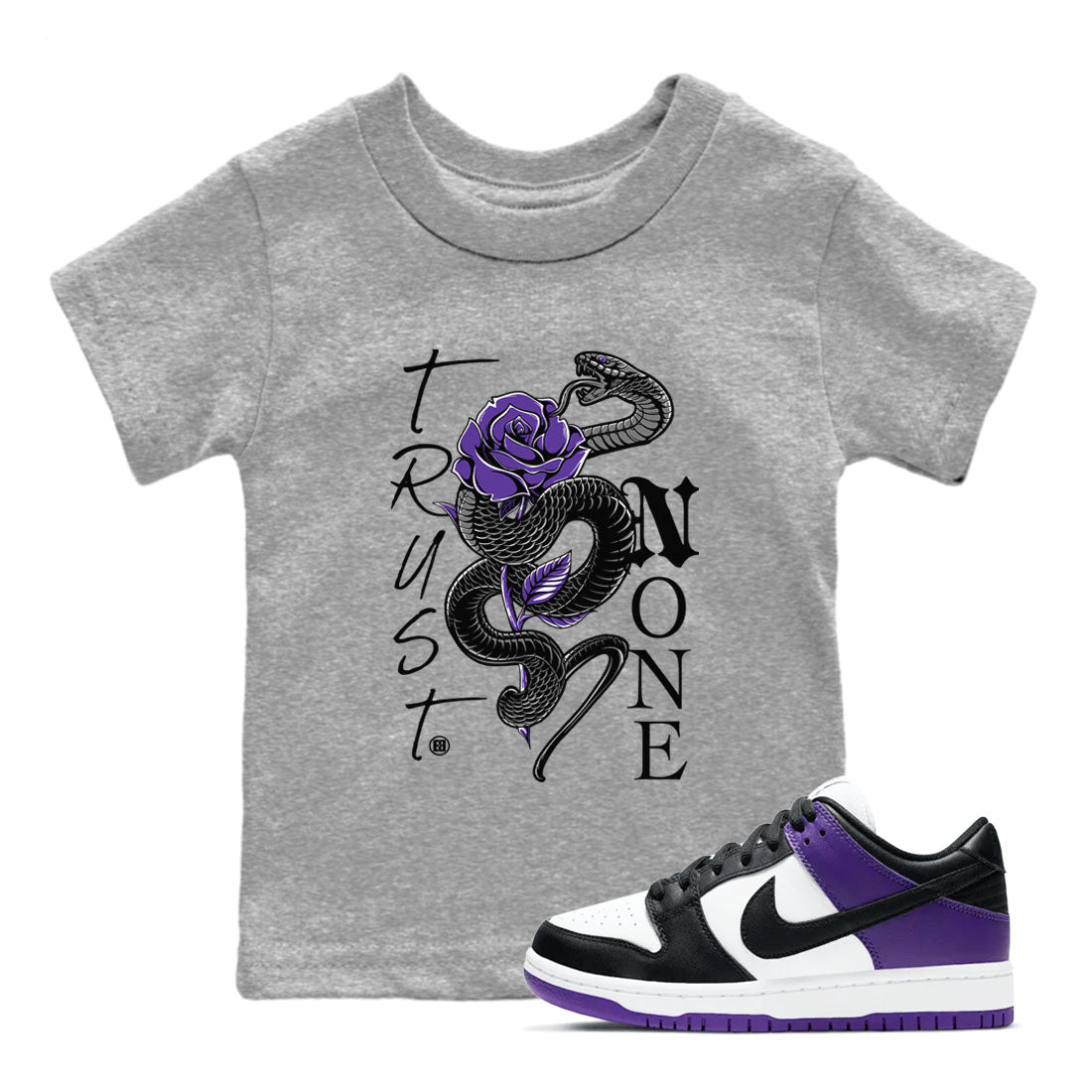 Nike SB Dunk Low Court Purple Shirt To Match Jordans Trust None Streetwear Fashion Dunk Low Court Purple Drip Gear Zone baby toddler Heather Grey 1 cotton Shirt