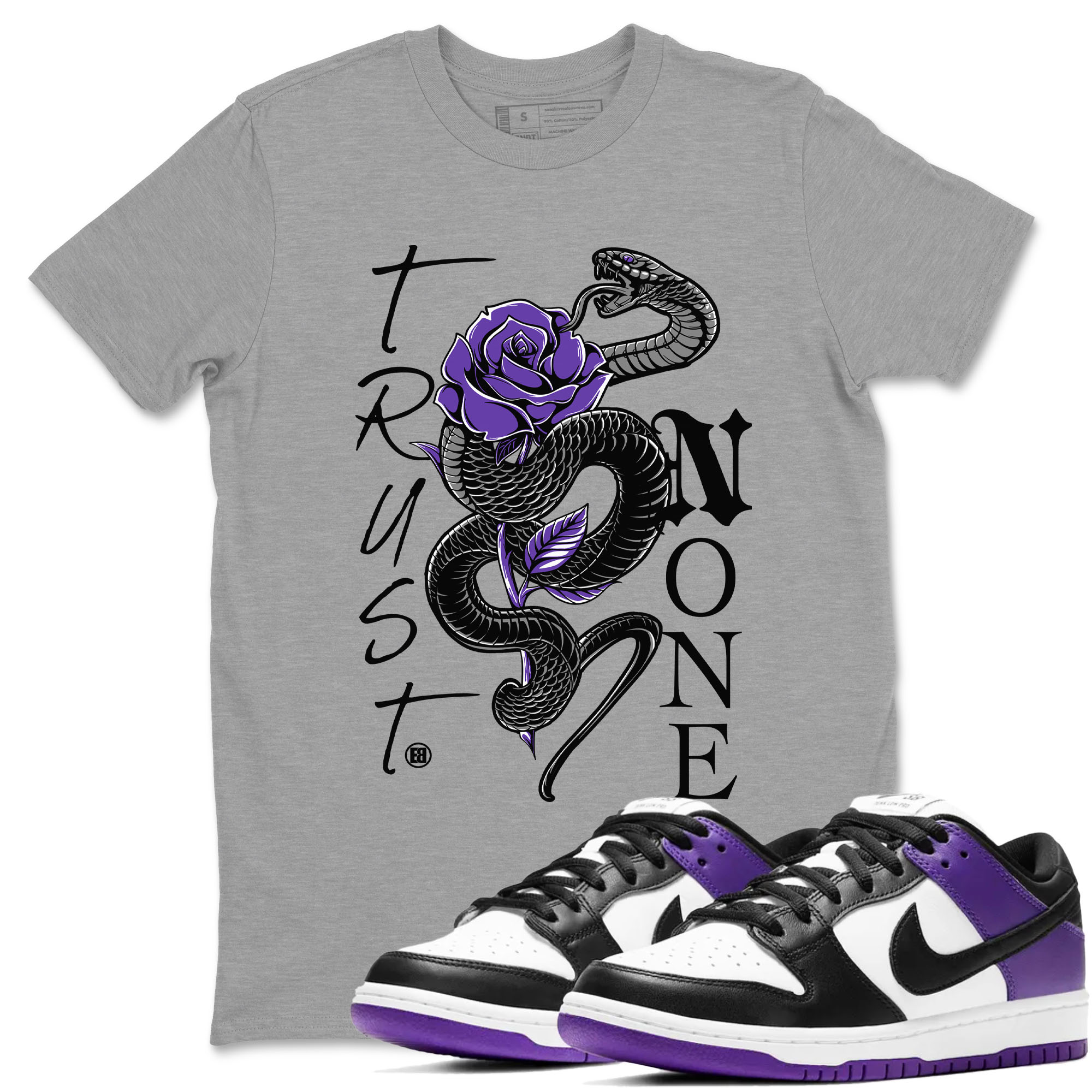Nike SB Dunk Low Court Purple Shirt To Match Jordans Trust None Streetwear Fashion Dunk Low Court Purple Drip Gear Zone unisex crew neck t-shirt Heather Grey 1 crew neck shirt
