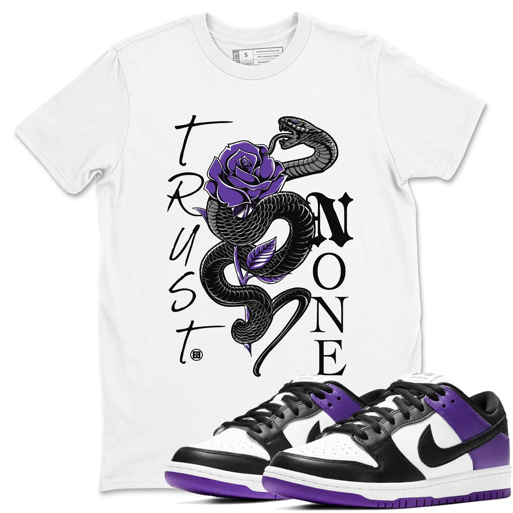 Nike SB Dunk Low Court Purple Shirt To Match Jordans Trust None Streetwear Fashion Dunk Low Court Purple Drip Gear Zone unisex crew neck t-shirt White 1 crew neck shirt