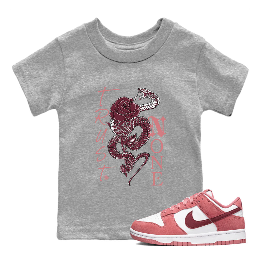 Dunks Valentines Day shirt to match jordans Trust None sneaker tees Dunks Valentine's Day Drip Gear Zone baby toddler Heather Grey 1 cotton Shirt