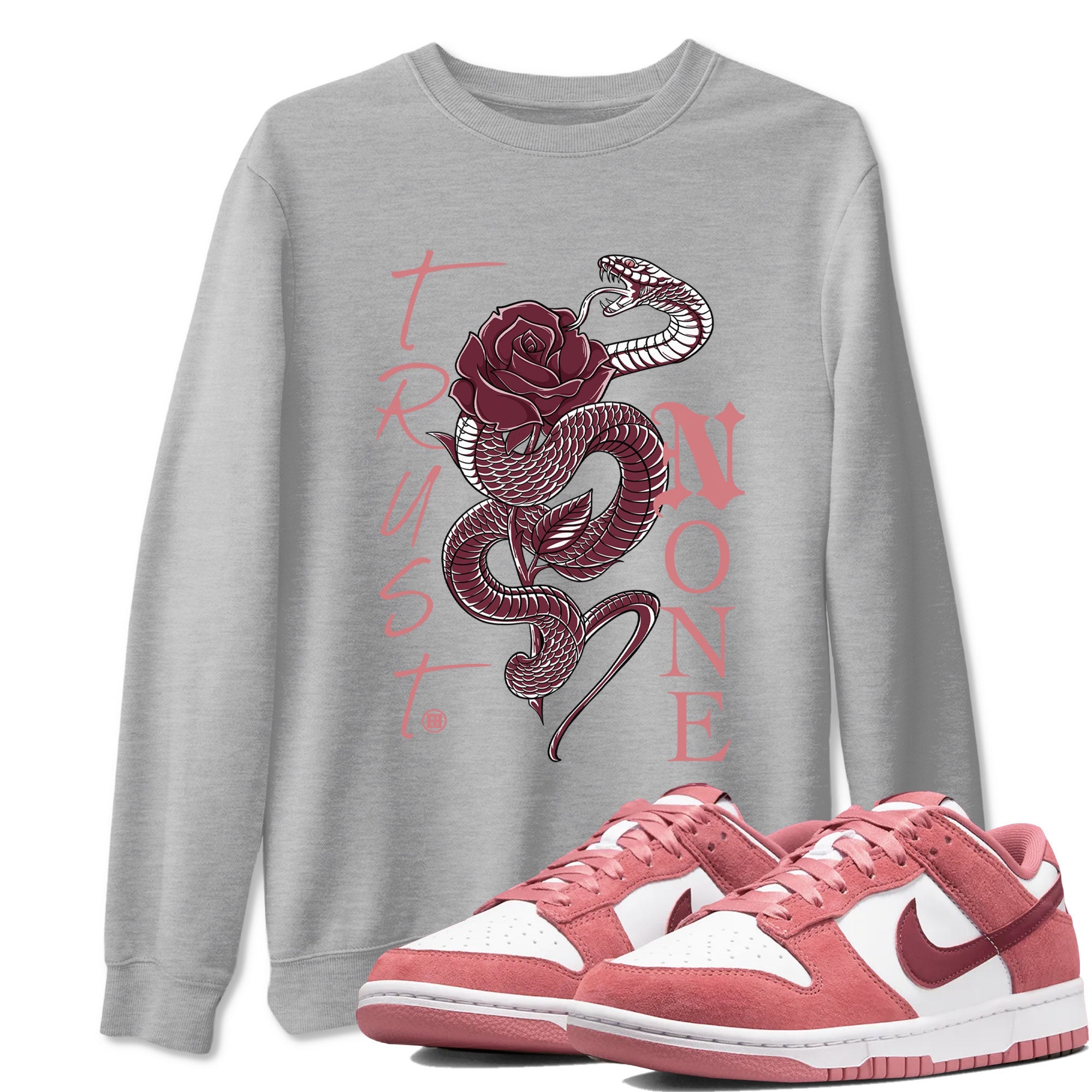 Dunks Valentines Day shirt to match jordans Trust None sneaker tees Dunks Valentine's Day Drip Gear Zone unisex cotton Heather Grey 1 crew neck shirt