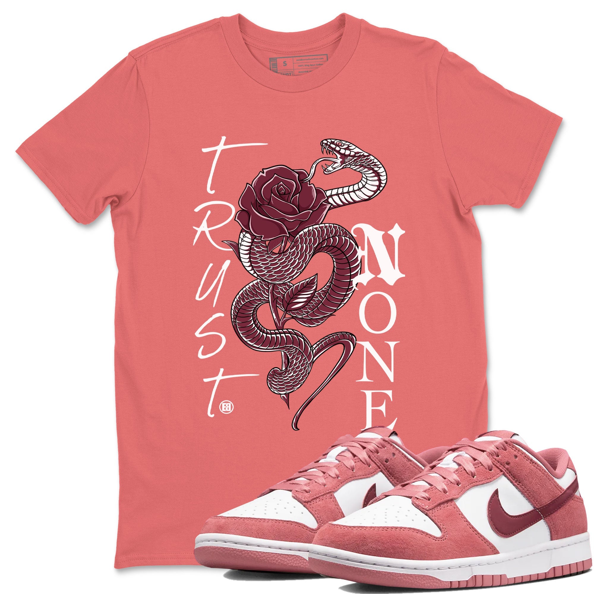 Dunks Valentines Day shirt to match jordans Trust None sneaker tees Dunks Valentine's Day Drip Gear Zone unisex cotton Coral 1 crew neck shirt